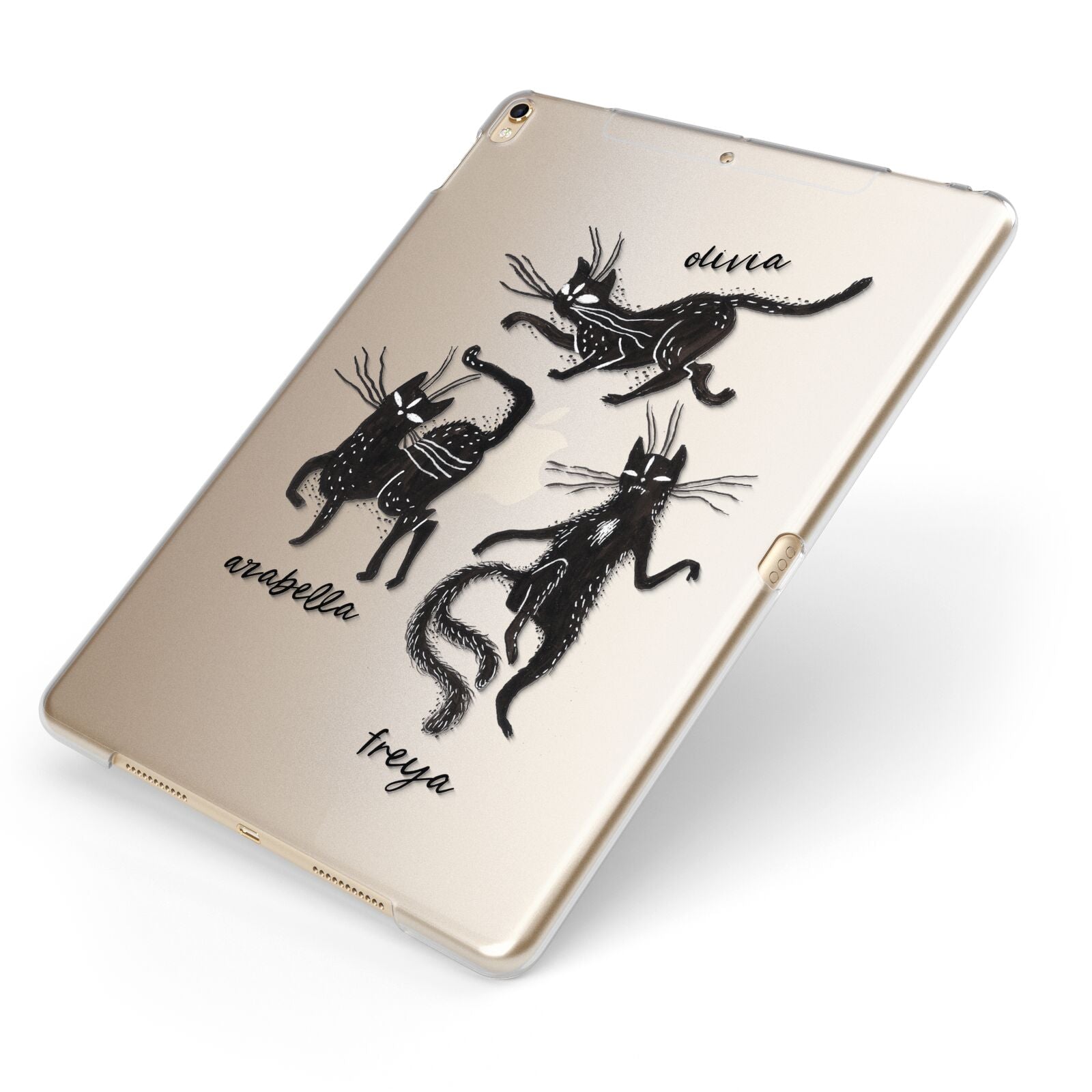 Dancing Cats Halloween Apple iPad Case on Gold iPad Side View