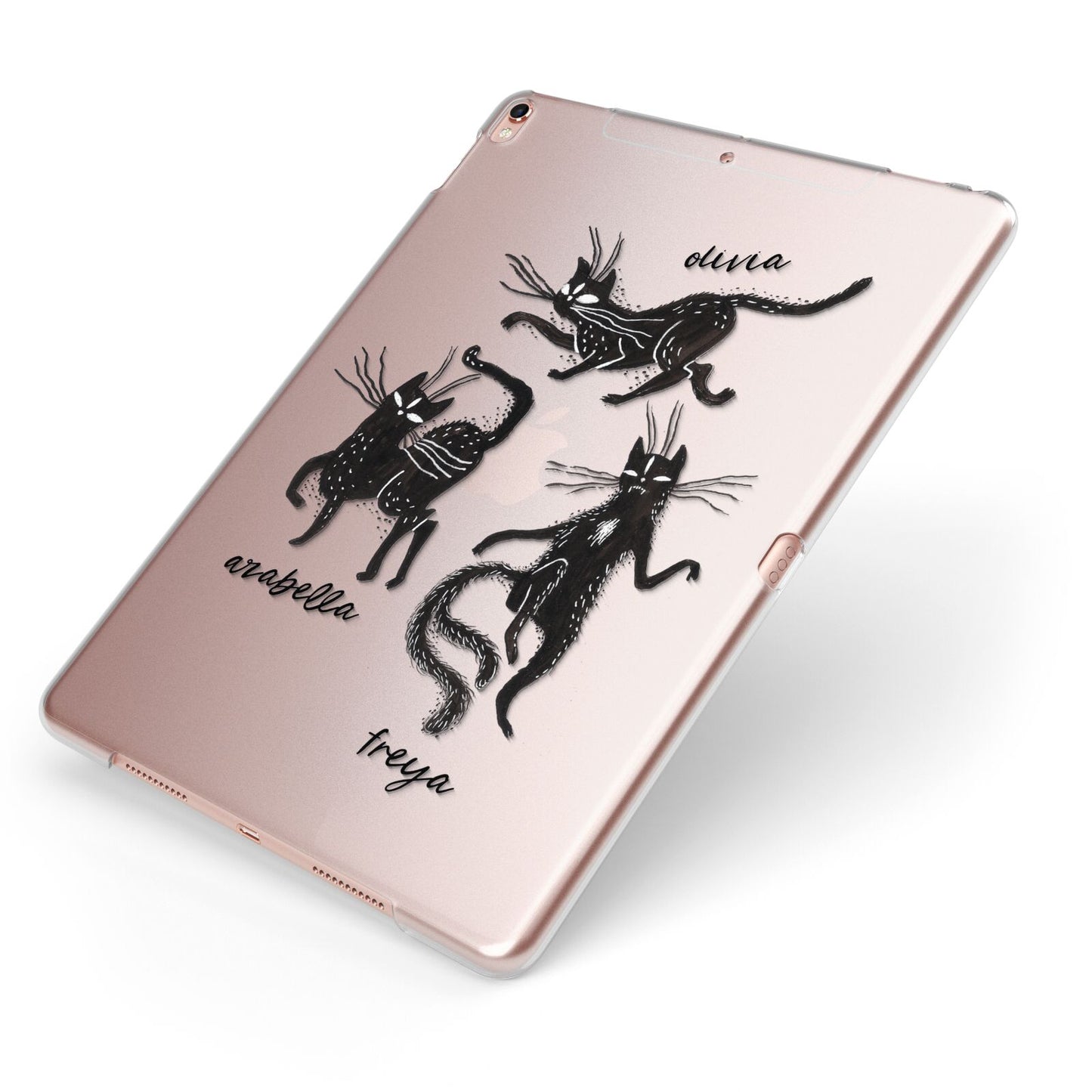 Dancing Cats Halloween Apple iPad Case on Rose Gold iPad Side View