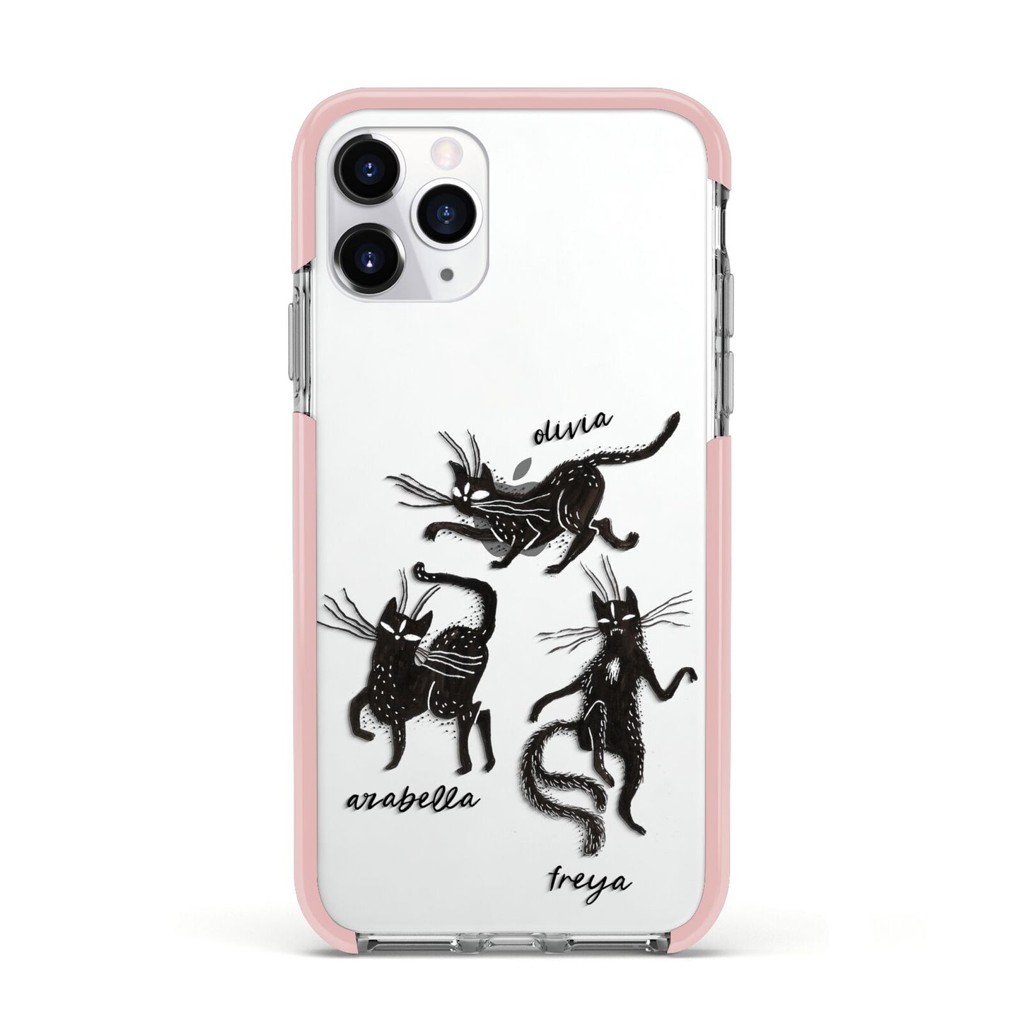 Dancing Cats Halloween Apple iPhone 11 Pro in Silver with Pink Impact Case