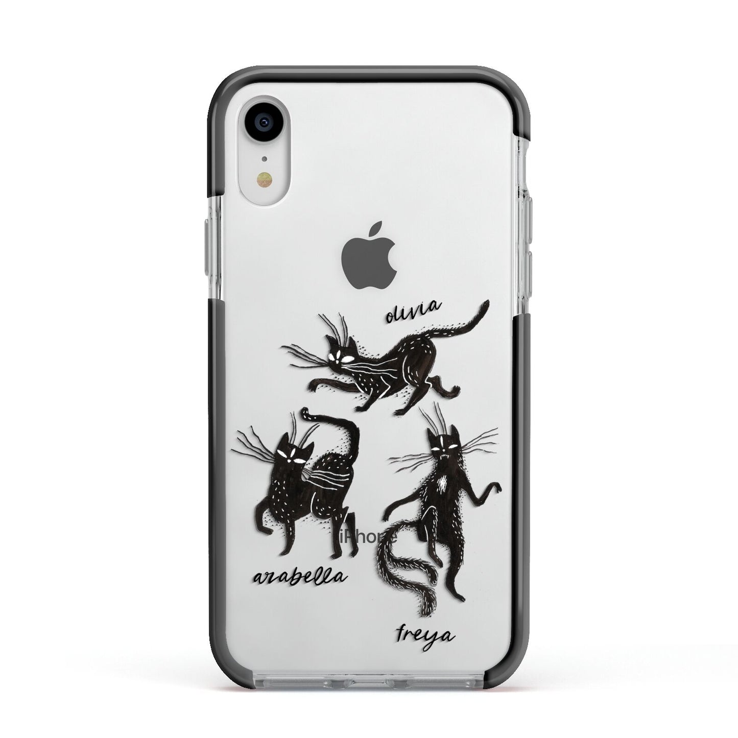 Dancing Cats Halloween Apple iPhone XR Impact Case Black Edge on Silver Phone