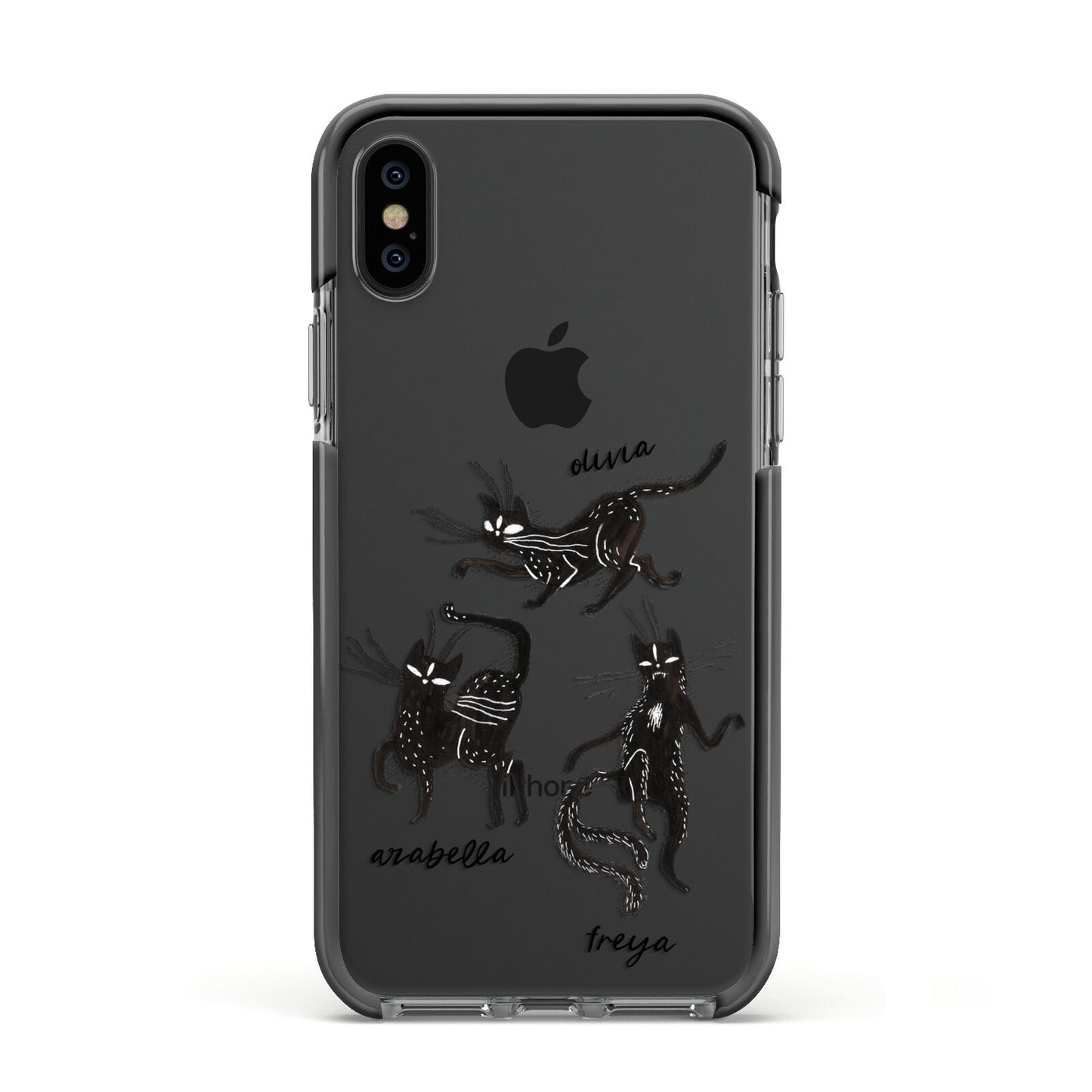 Dancing Cats Halloween Apple iPhone Xs Impact Case Black Edge on Black Phone