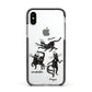 Dancing Cats Halloween Apple iPhone Xs Impact Case Black Edge on Silver Phone
