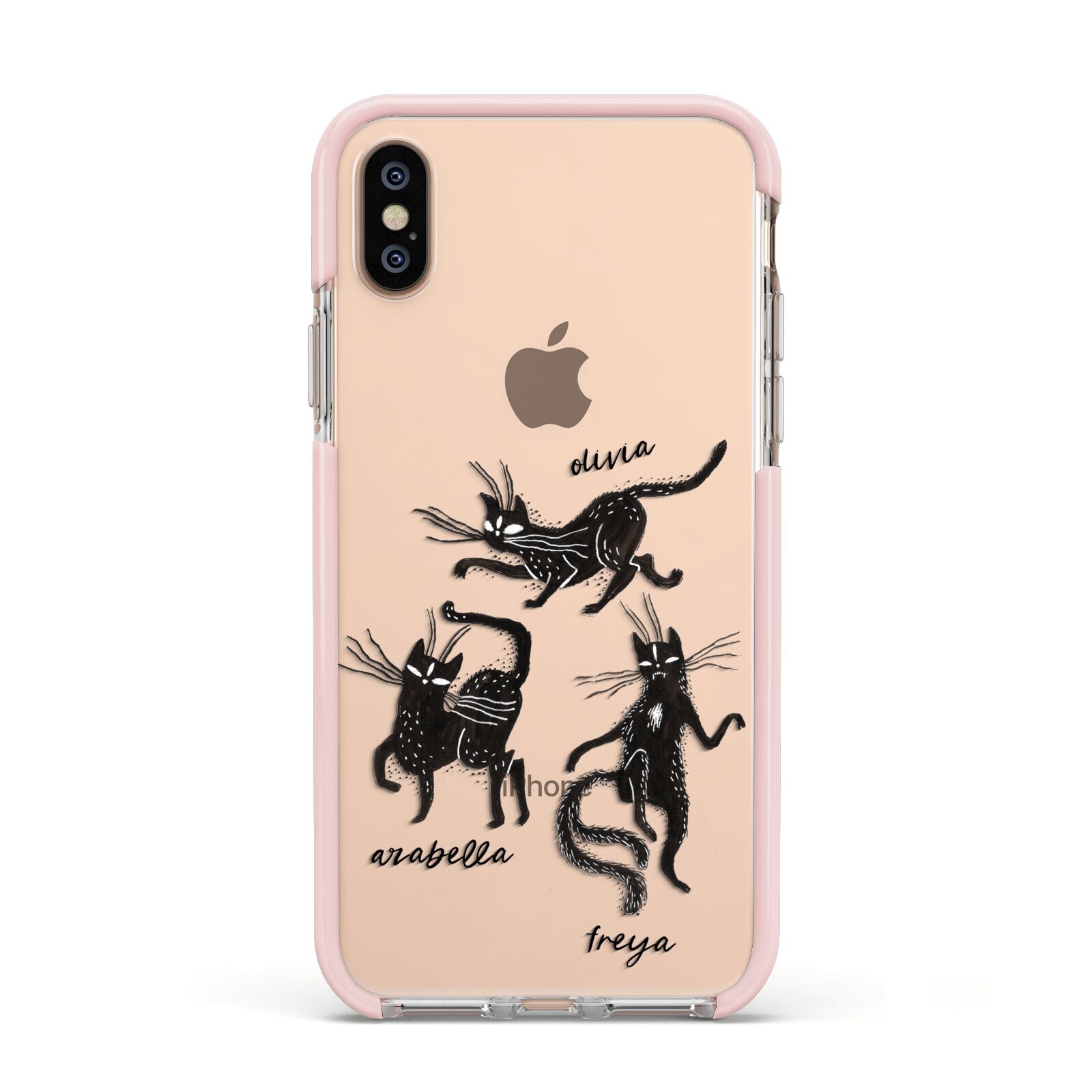Dancing Cats Halloween Apple iPhone Xs Impact Case Pink Edge on Gold Phone