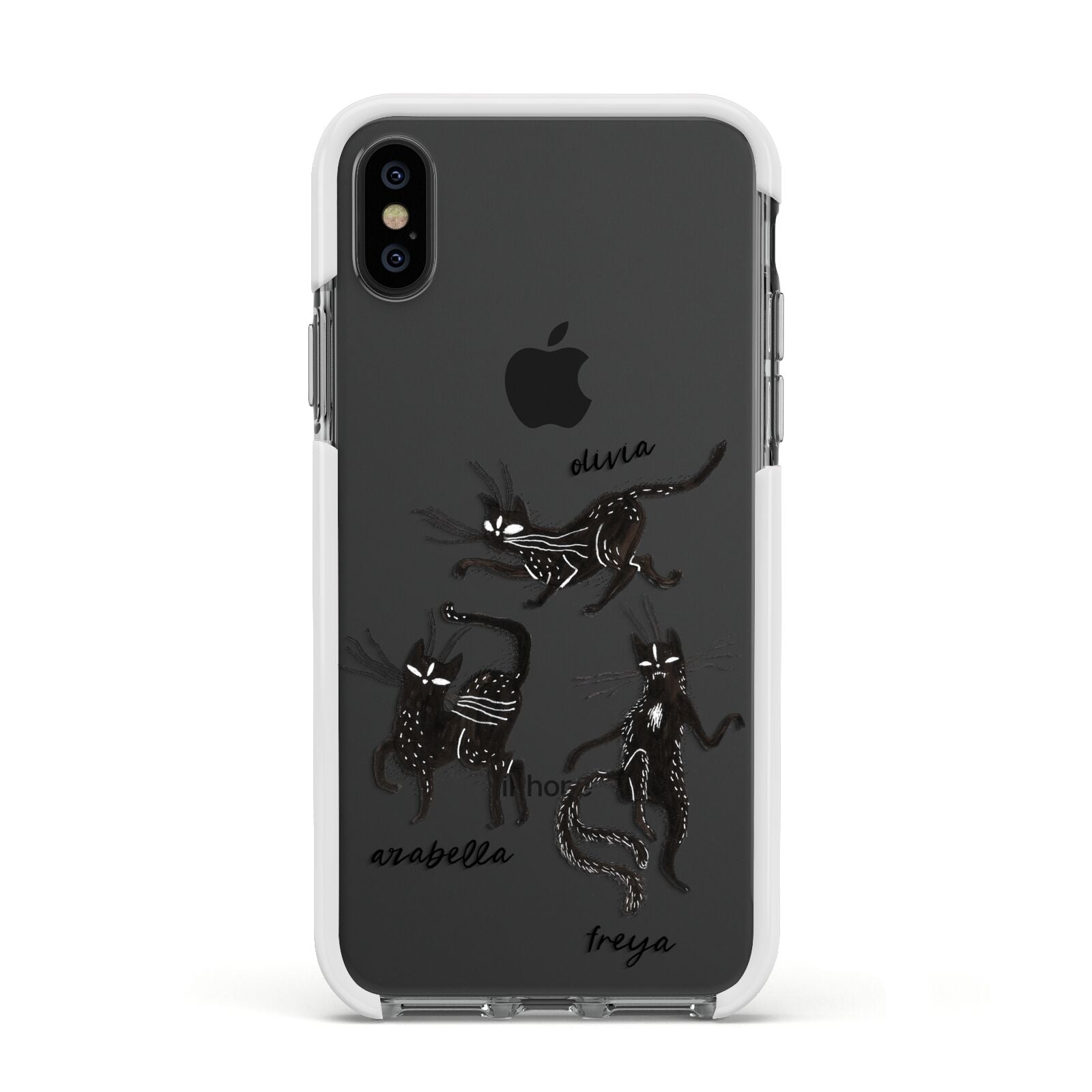 Dancing Cats Halloween Apple iPhone Xs Impact Case White Edge on Black Phone