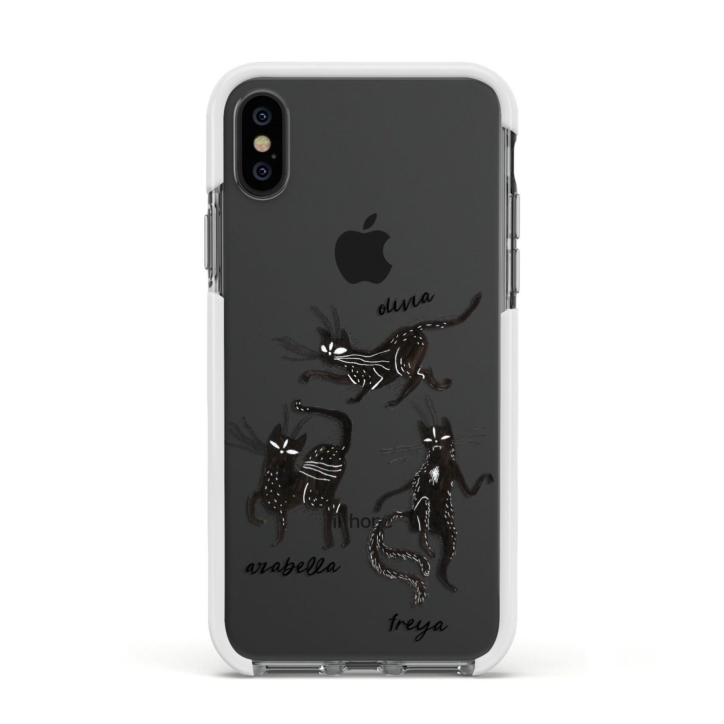Dancing Cats Halloween Apple iPhone Xs Impact Case White Edge on Black Phone