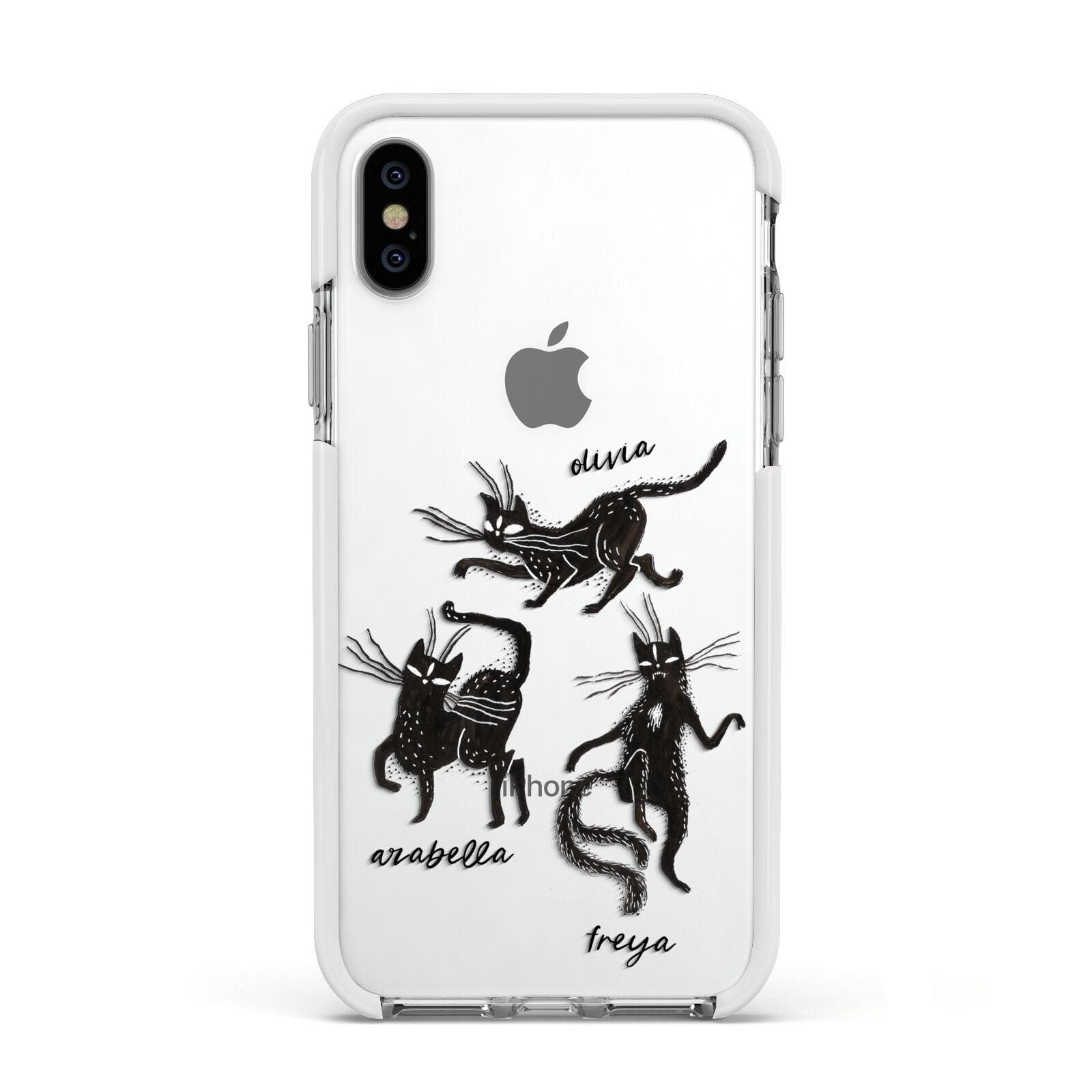 Dancing Cats Halloween Apple iPhone Xs Impact Case White Edge on Silver Phone