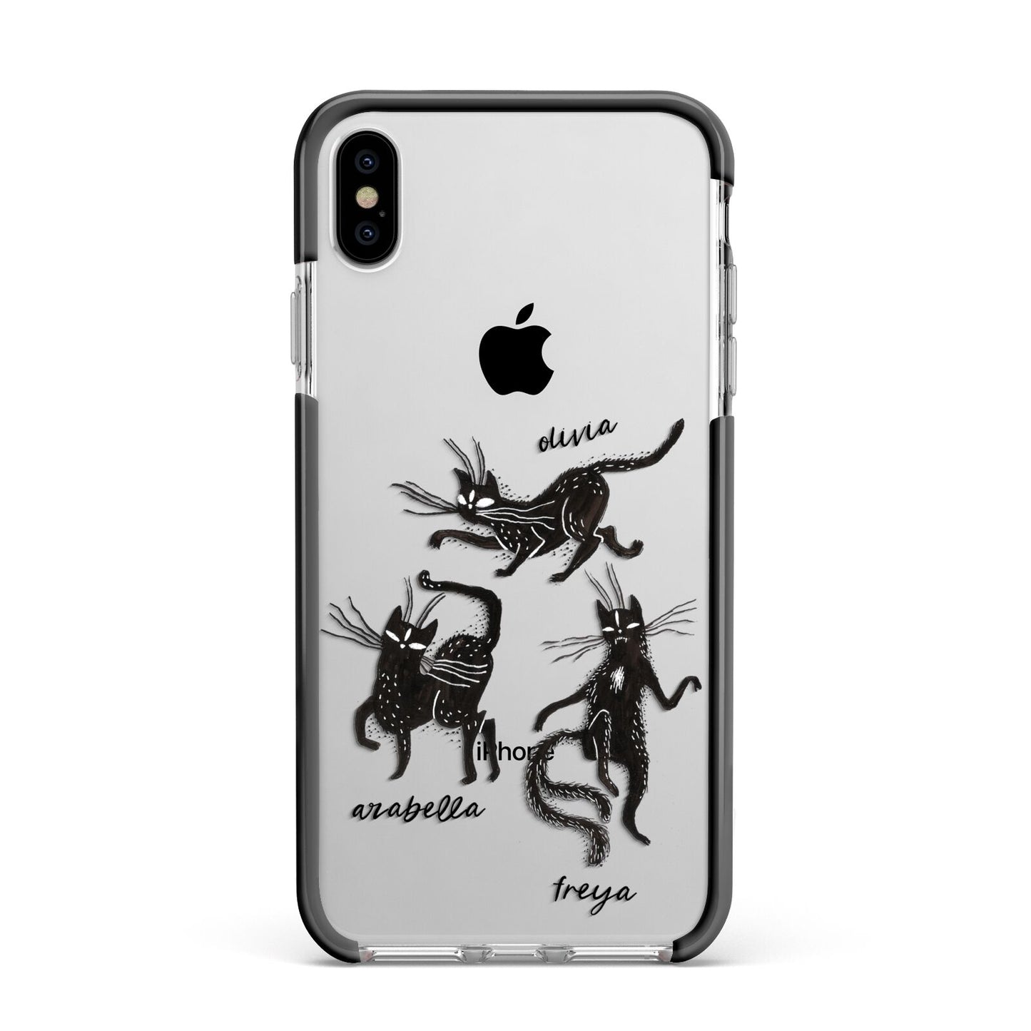 Dancing Cats Halloween Apple iPhone Xs Max Impact Case Black Edge on Silver Phone
