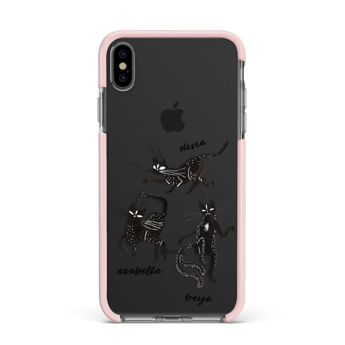 Dancing Cats Halloween Apple iPhone Xs Max Impact Case Pink Edge on Black Phone