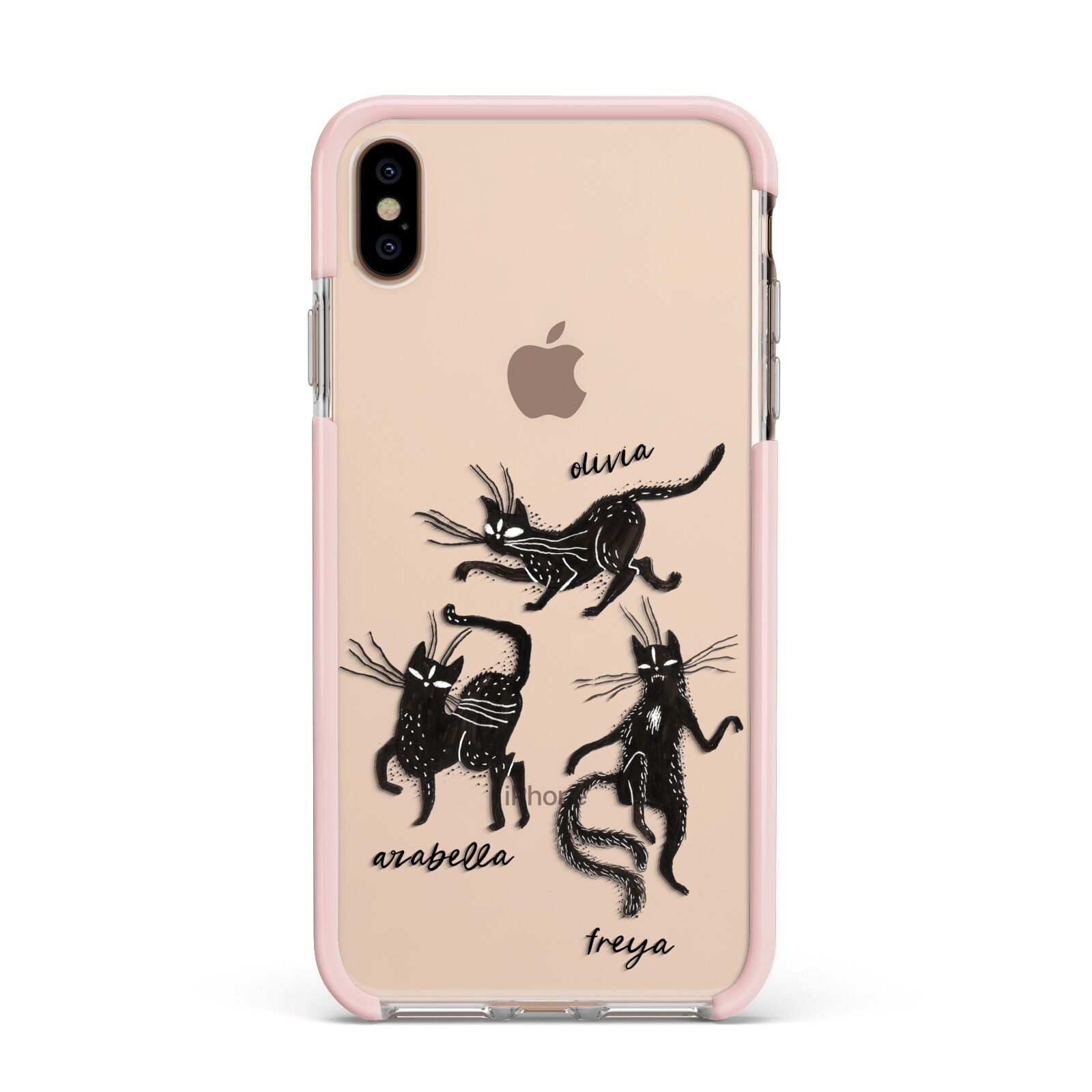 Dancing Cats Halloween Apple iPhone Xs Max Impact Case Pink Edge on Gold Phone