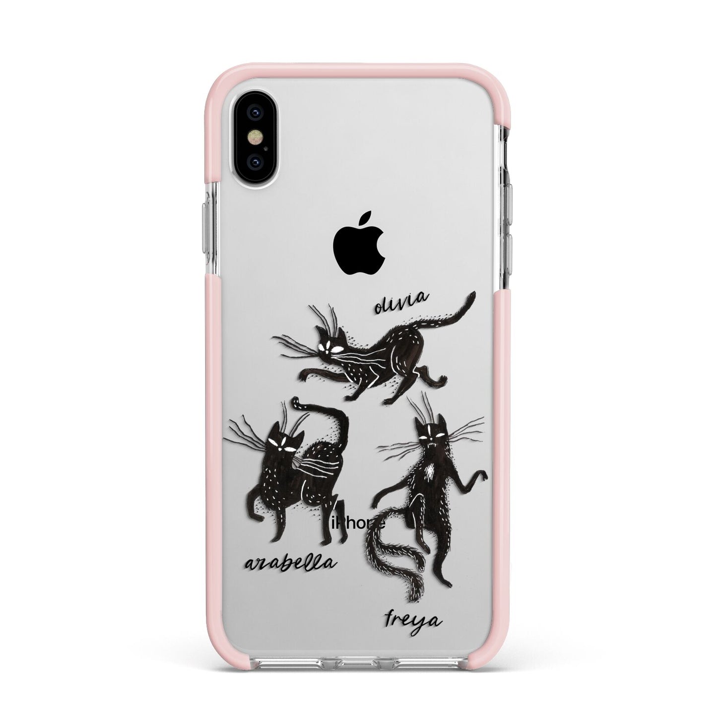 Dancing Cats Halloween Apple iPhone Xs Max Impact Case Pink Edge on Silver Phone