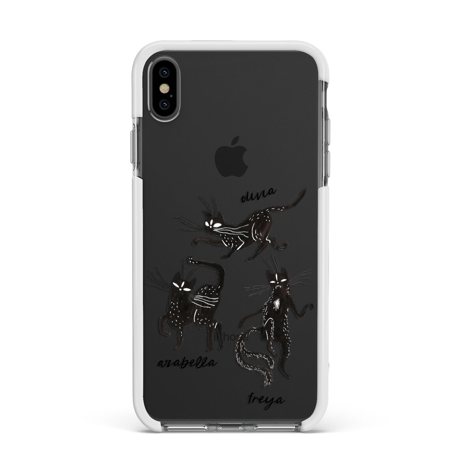 Dancing Cats Halloween Apple iPhone Xs Max Impact Case White Edge on Black Phone