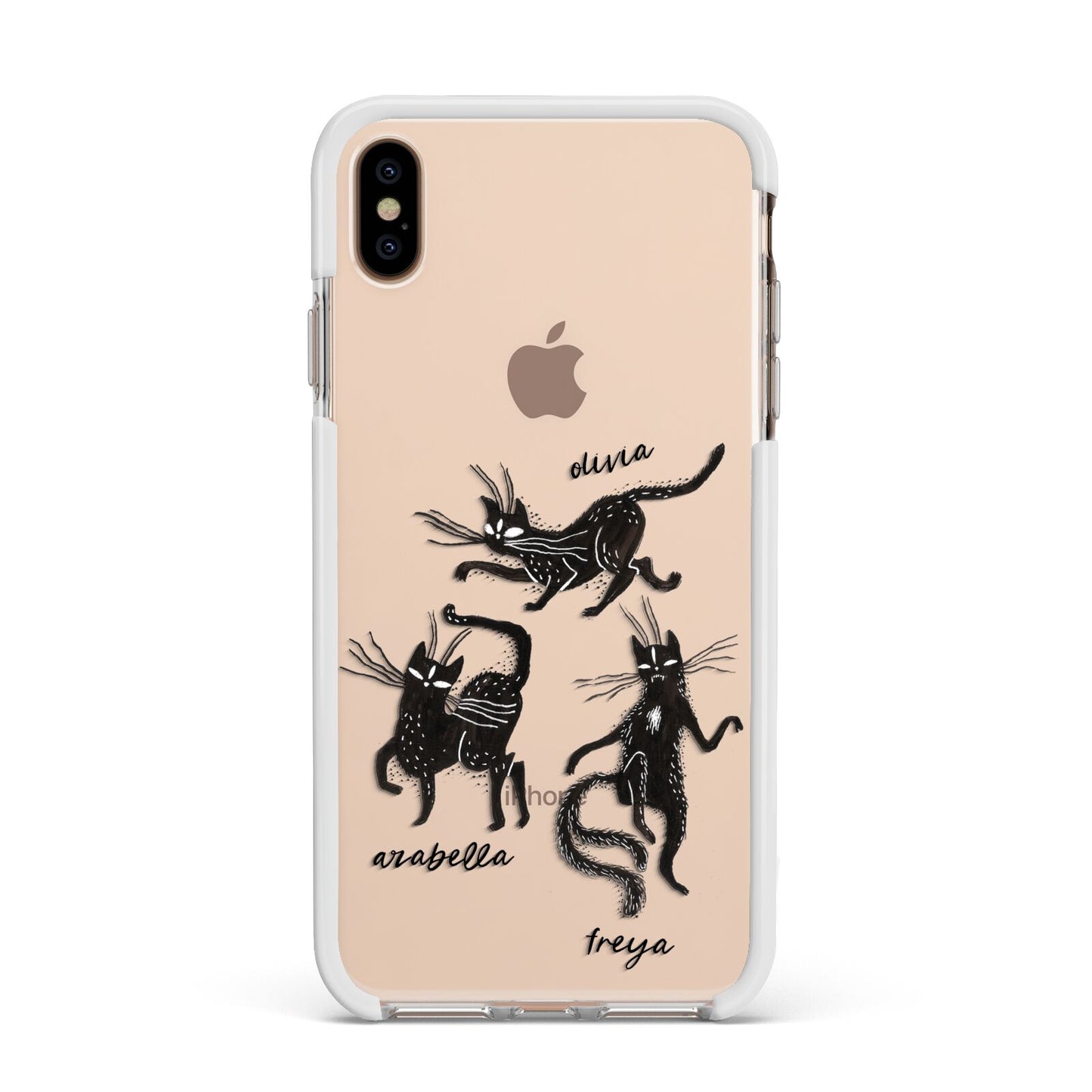 Dancing Cats Halloween Apple iPhone Xs Max Impact Case White Edge on Gold Phone