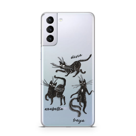 Dancing Cats Halloween Samsung S21 Plus Phone Case