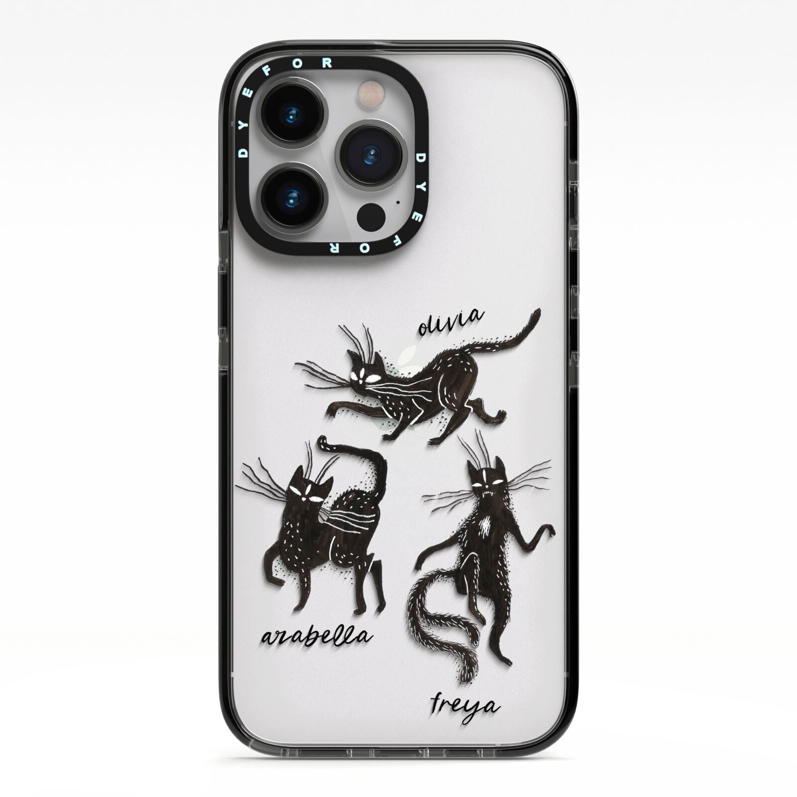 Dancing Cats Halloween iPhone 13 Pro Black Impact Case on Silver phone