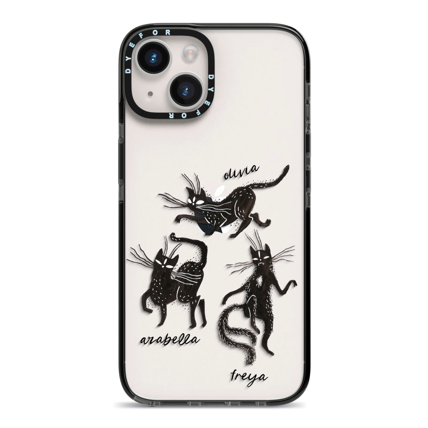 Dancing Cats Halloween iPhone 14 Black Impact Case on Silver phone