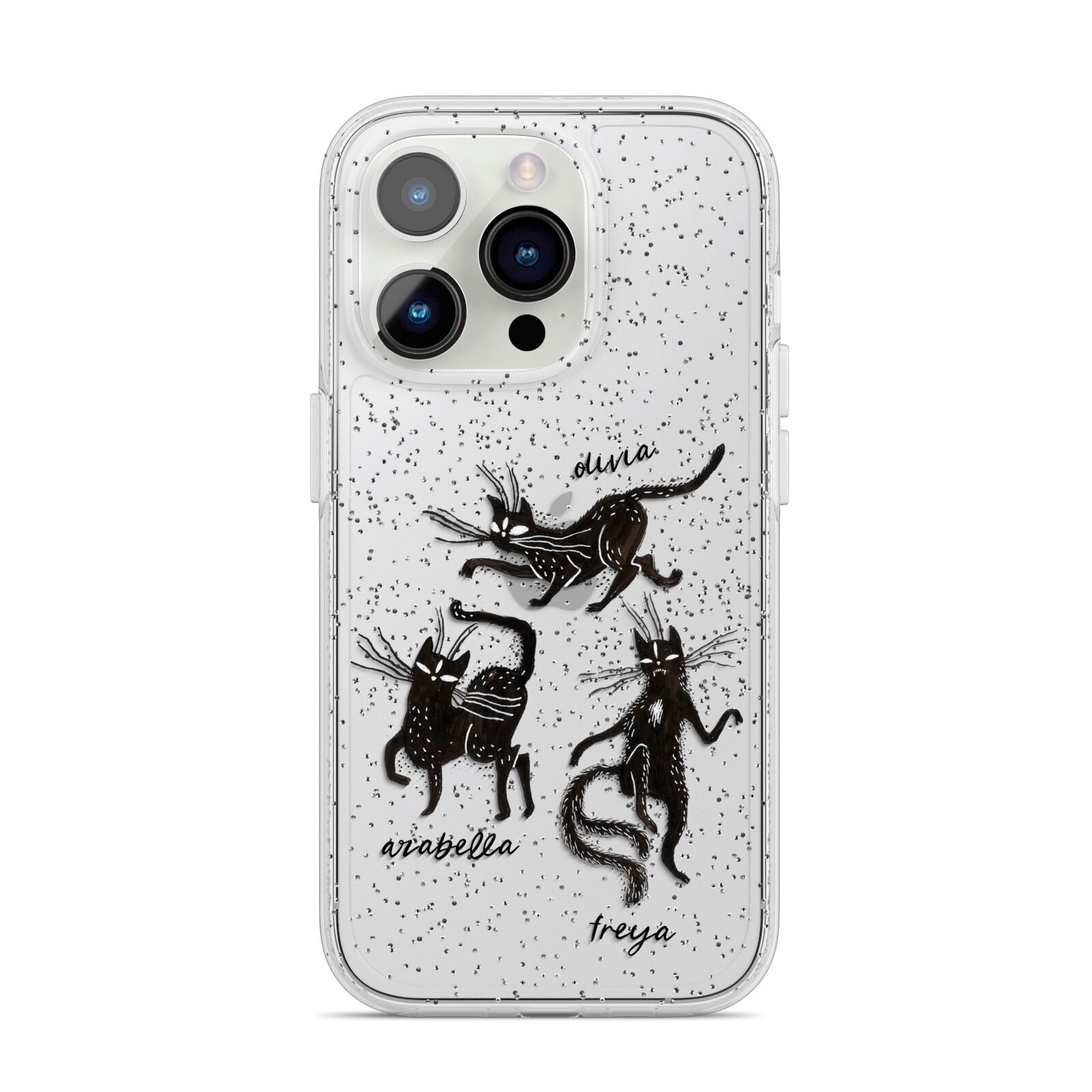 Dancing Cats Halloween iPhone 14 Pro Glitter Tough Case Silver