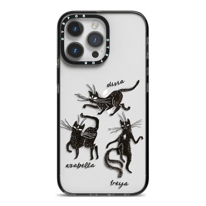 Dancing Cats Halloween iPhone 14 Pro Max Black Impact Case on Silver phone