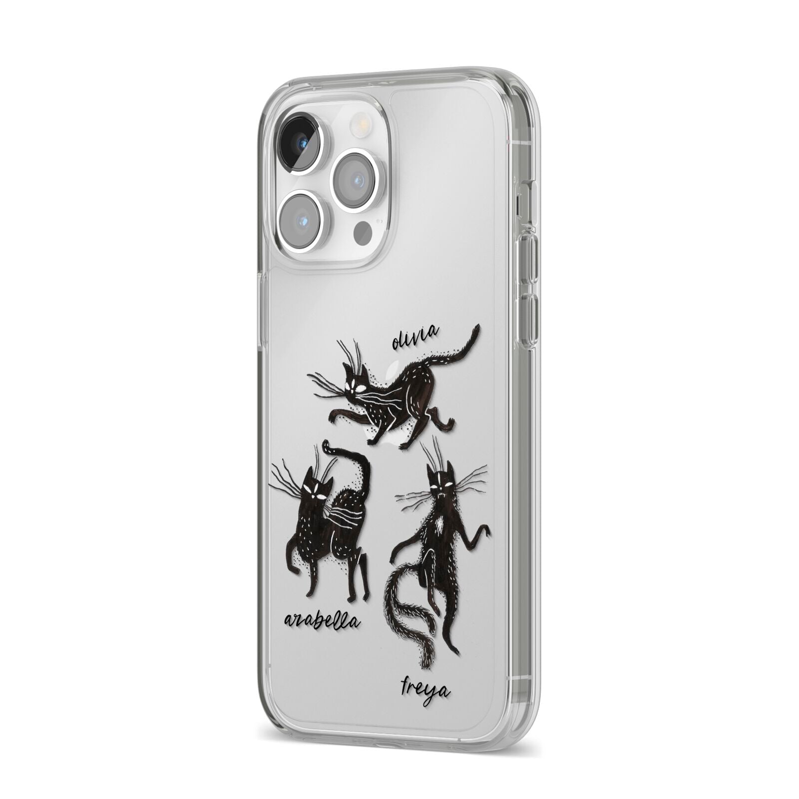 Dancing Cats Halloween iPhone 14 Pro Max Clear Tough Case Silver Angled Image