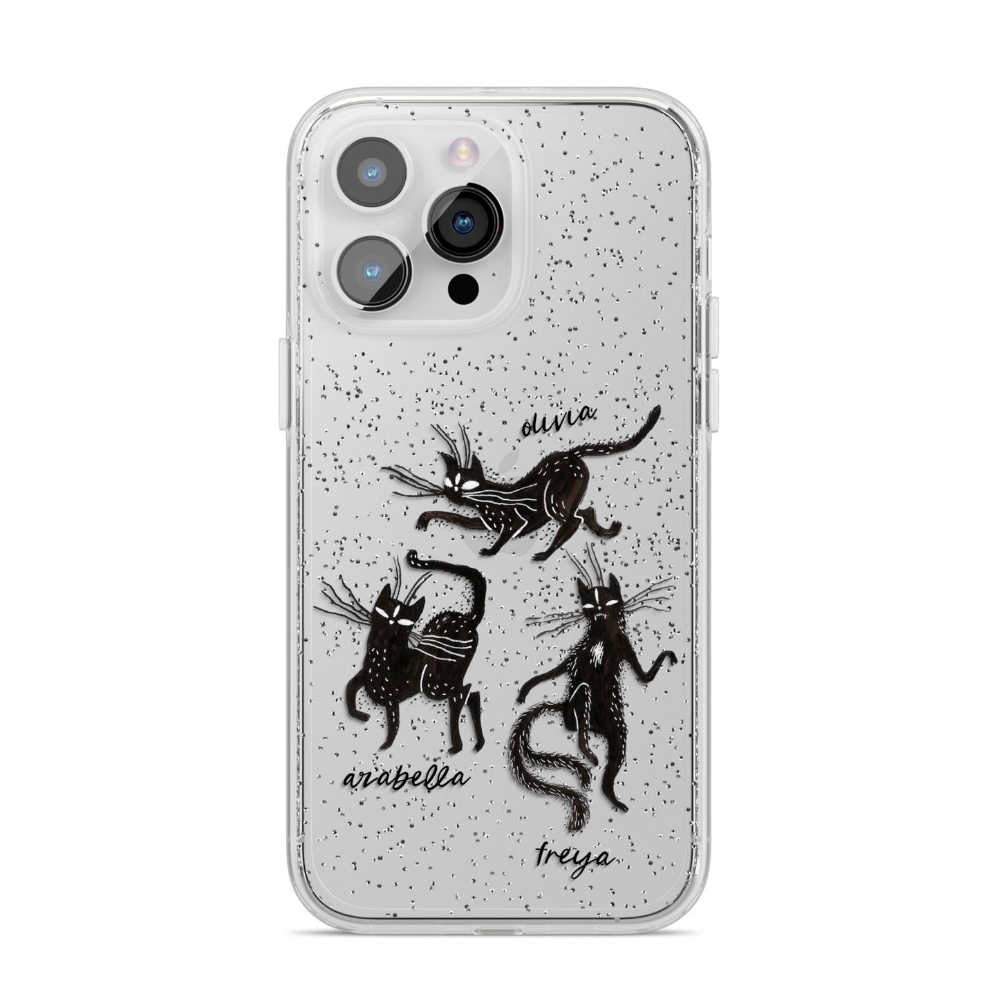 Dancing Cats Halloween iPhone 14 Pro Max Glitter Tough Case Silver