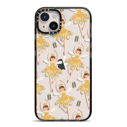 Dancing ballerina princess iPhone 14 Plus Black Impact Case on Silver phone