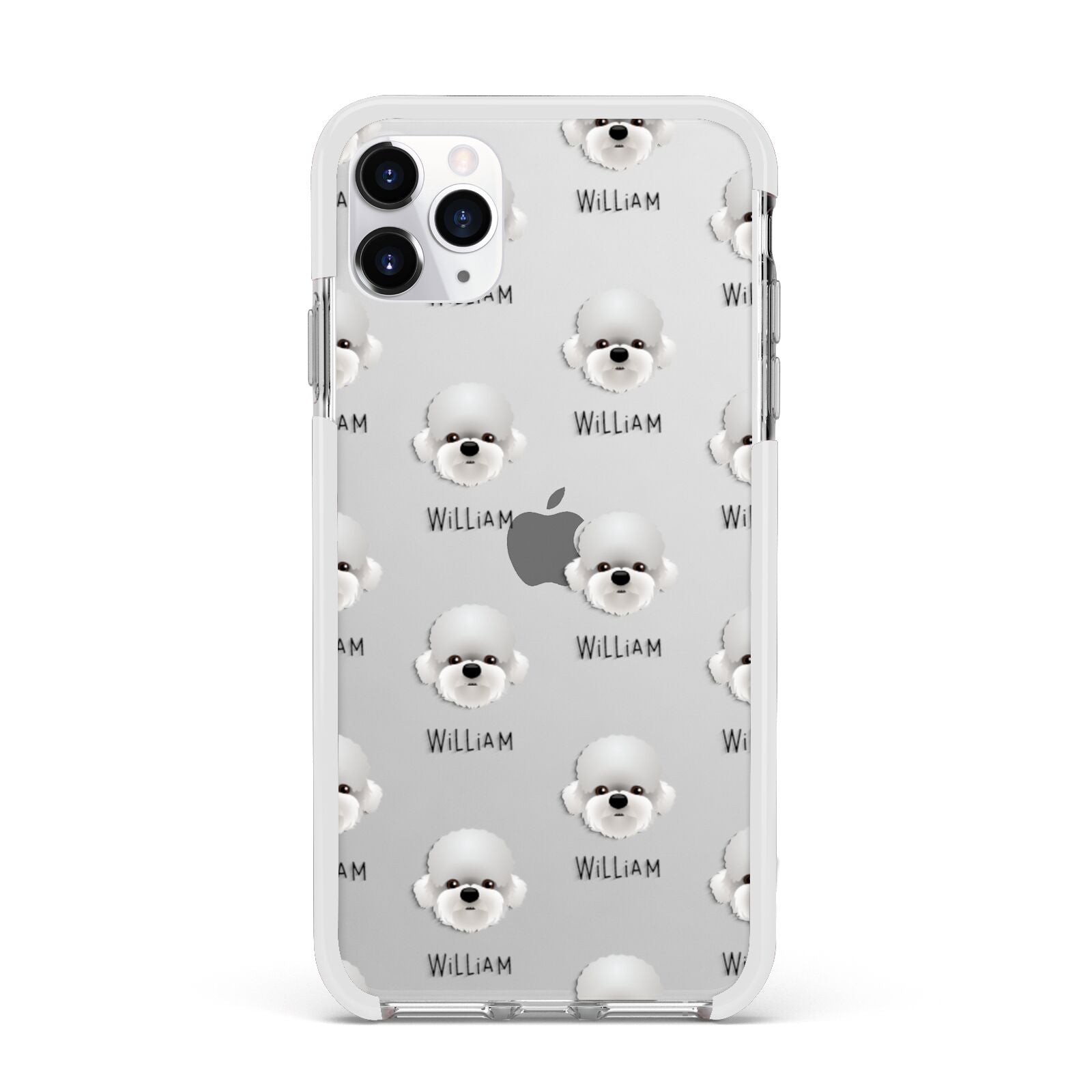 Dandie Dinmont Terrier Icon with Name Apple iPhone 11 Pro Max in Silver with White Impact Case