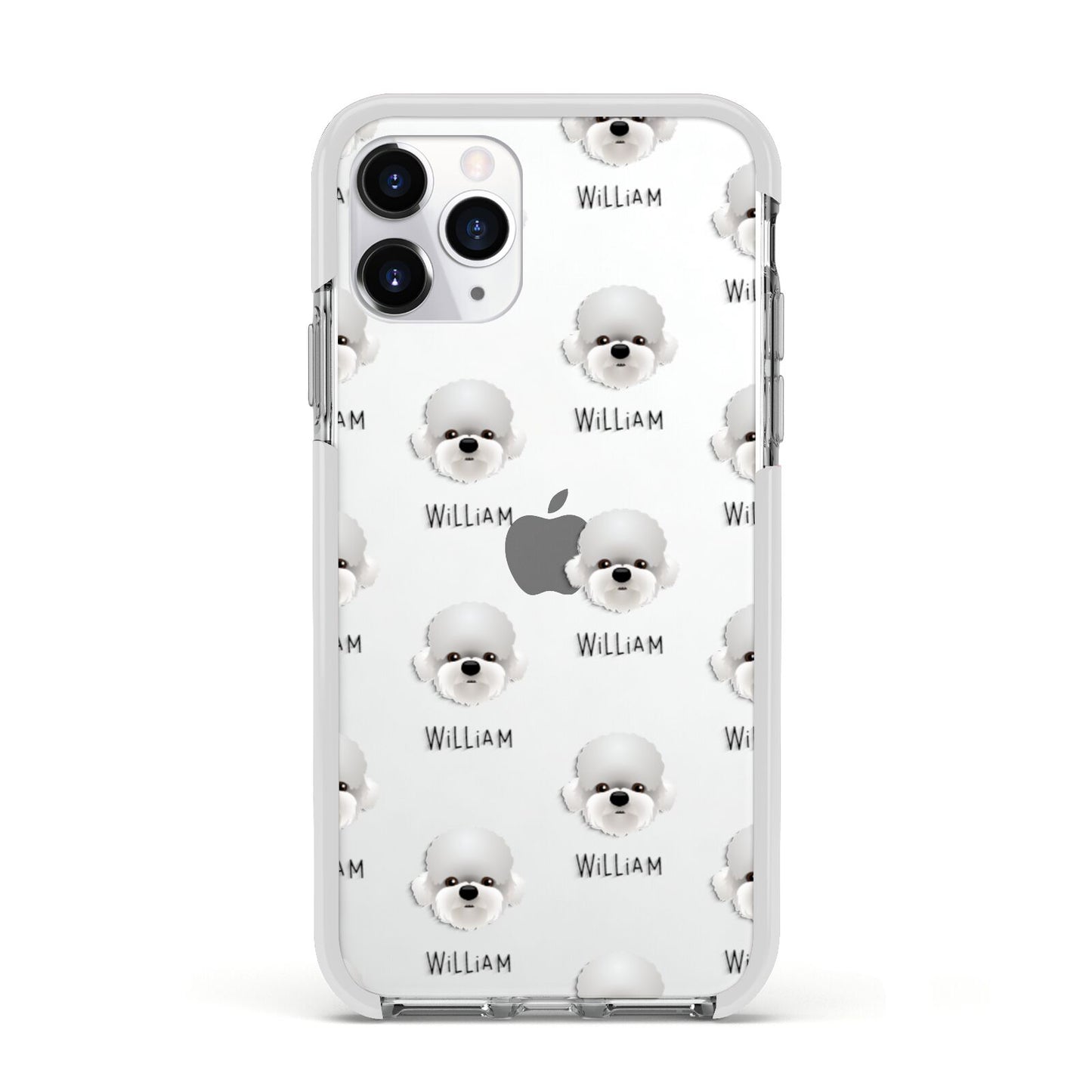 Dandie Dinmont Terrier Icon with Name Apple iPhone 11 Pro in Silver with White Impact Case