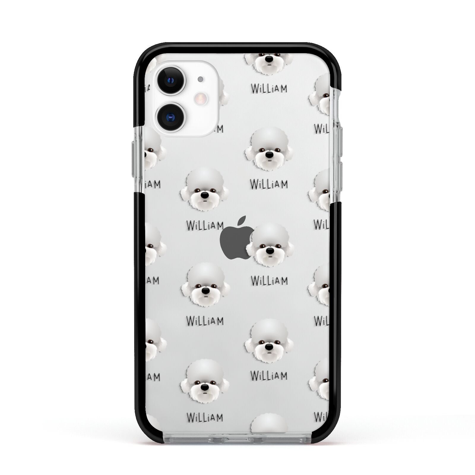 Dandie Dinmont Terrier Icon with Name Apple iPhone 11 in White with Black Impact Case