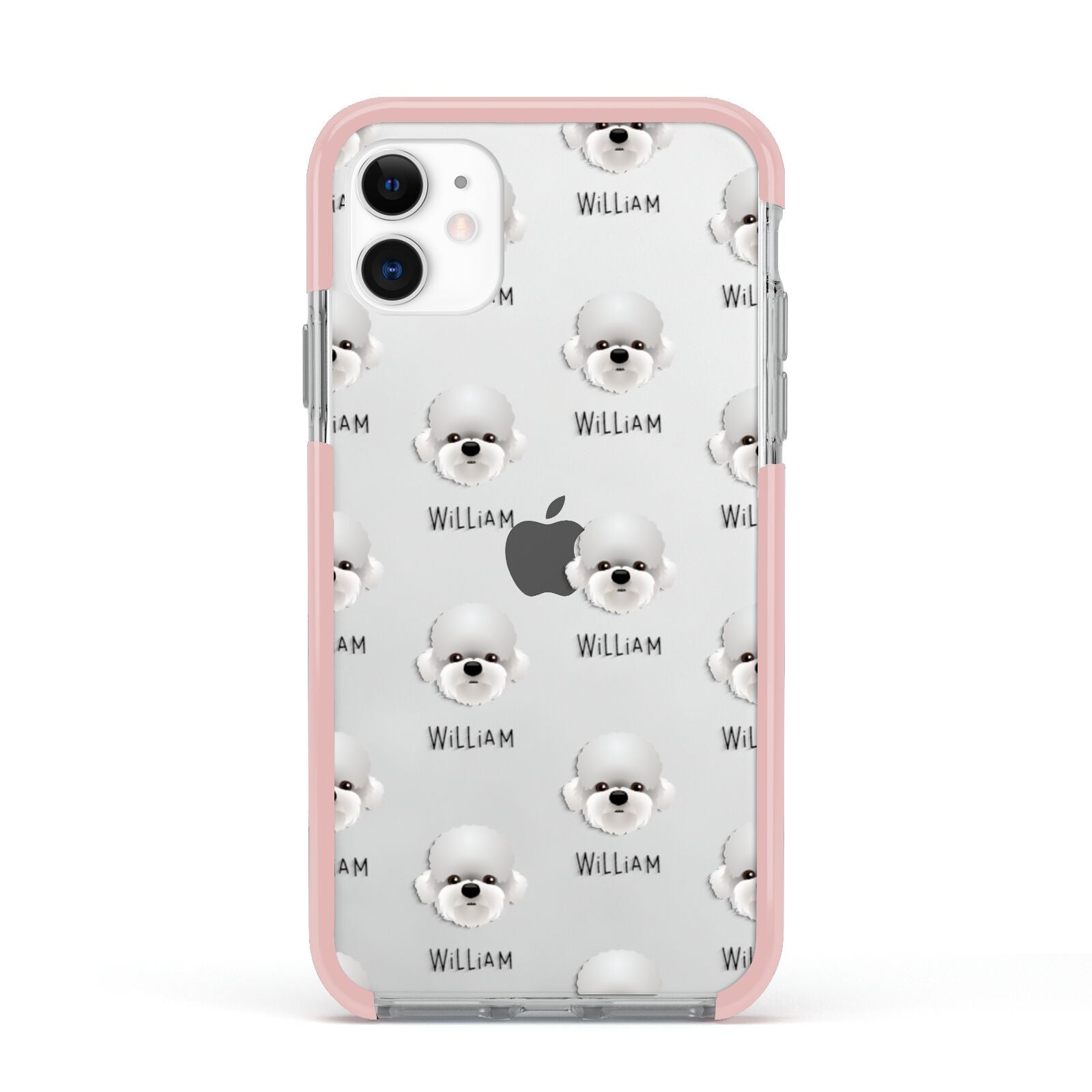 Dandie Dinmont Terrier Icon with Name Apple iPhone 11 in White with Pink Impact Case