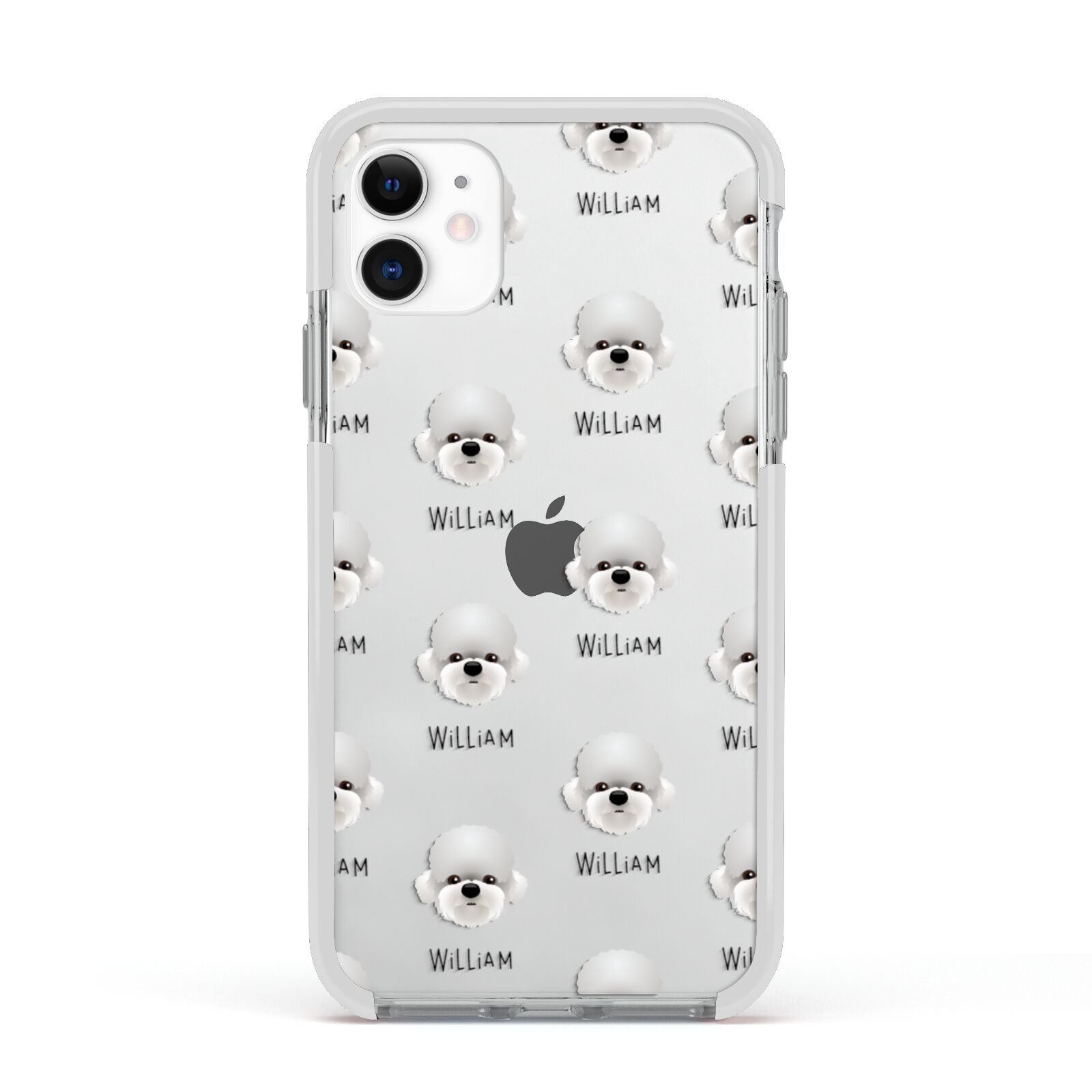 Dandie Dinmont Terrier Icon with Name Apple iPhone 11 in White with White Impact Case