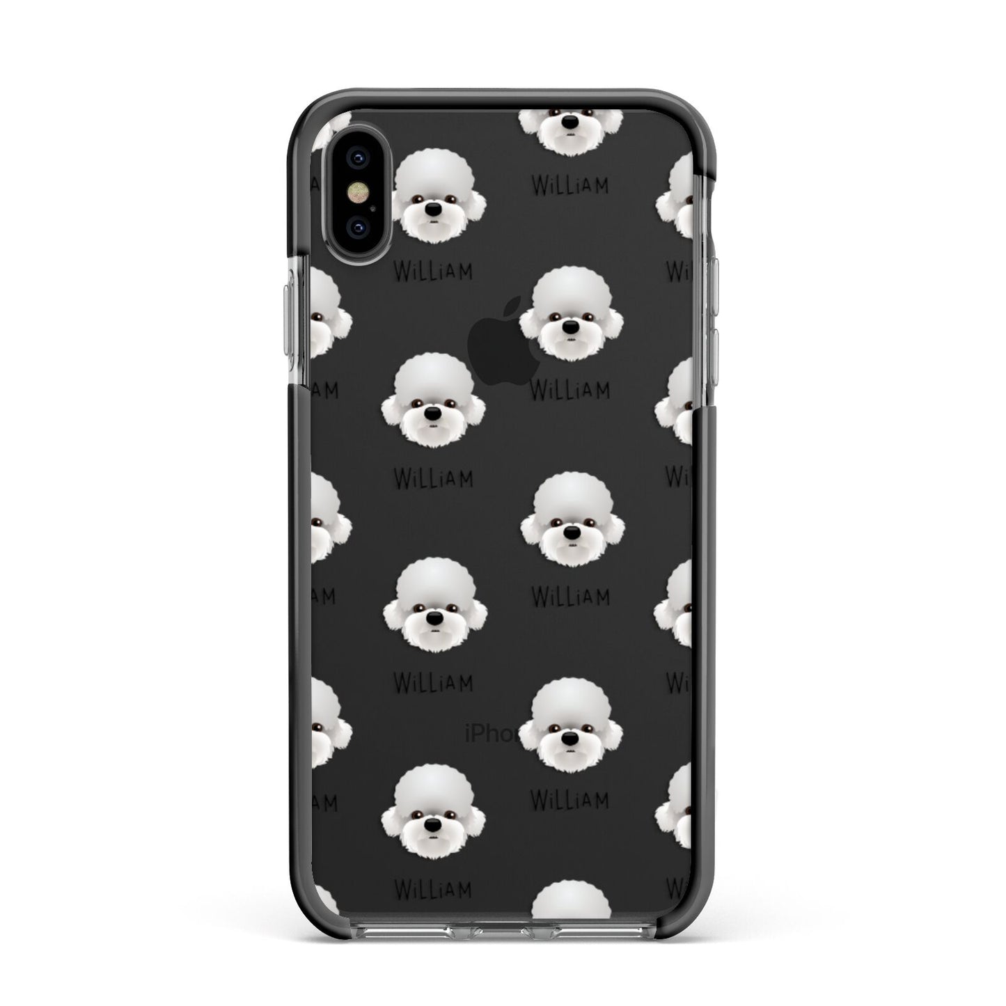 Dandie Dinmont Terrier Icon with Name Apple iPhone Xs Max Impact Case Black Edge on Black Phone