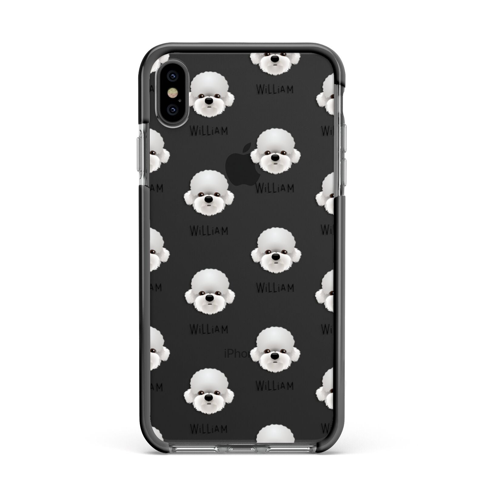 Dandie Dinmont Terrier Icon with Name Apple iPhone Xs Max Impact Case Black Edge on Black Phone