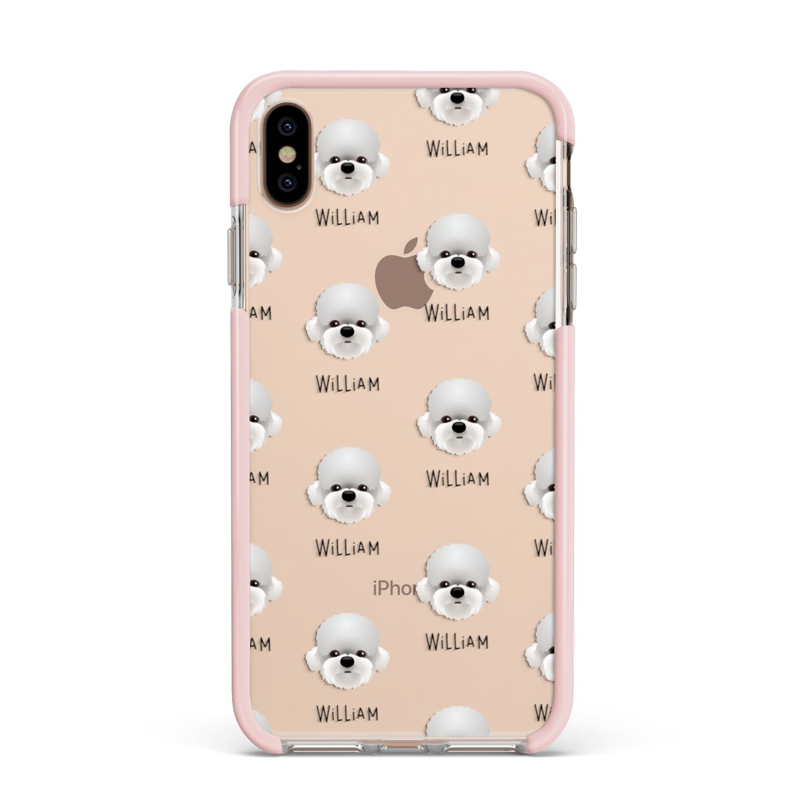 Dandie Dinmont Terrier Icon with Name Apple iPhone Xs Max Impact Case Pink Edge on Gold Phone