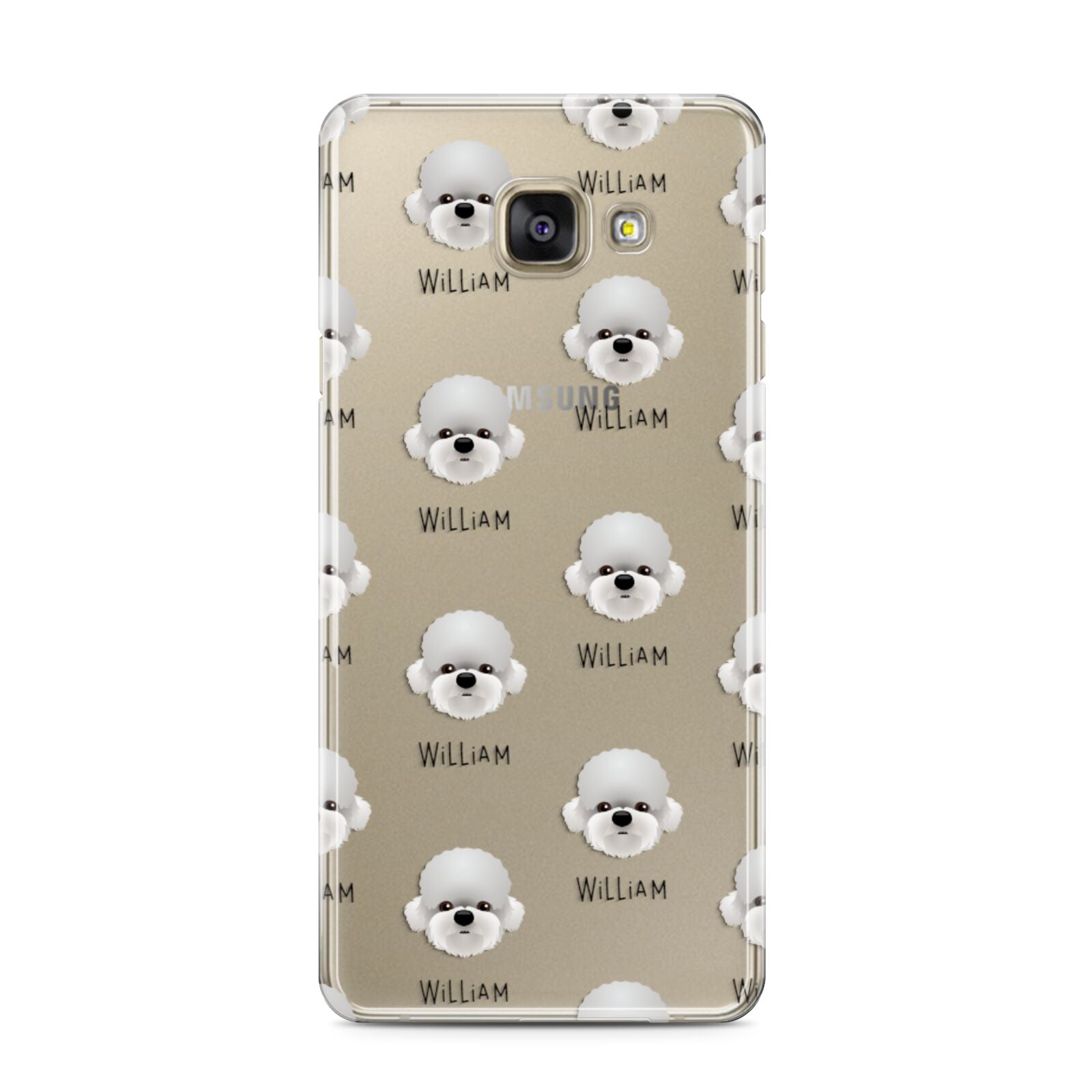 Dandie Dinmont Terrier Icon with Name Samsung Galaxy A3 2016 Case on gold phone