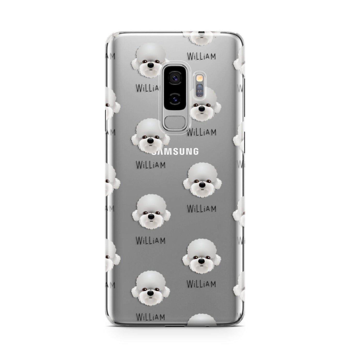 Dandie Dinmont Terrier Icon with Name Samsung Galaxy S9 Plus Case on Silver phone