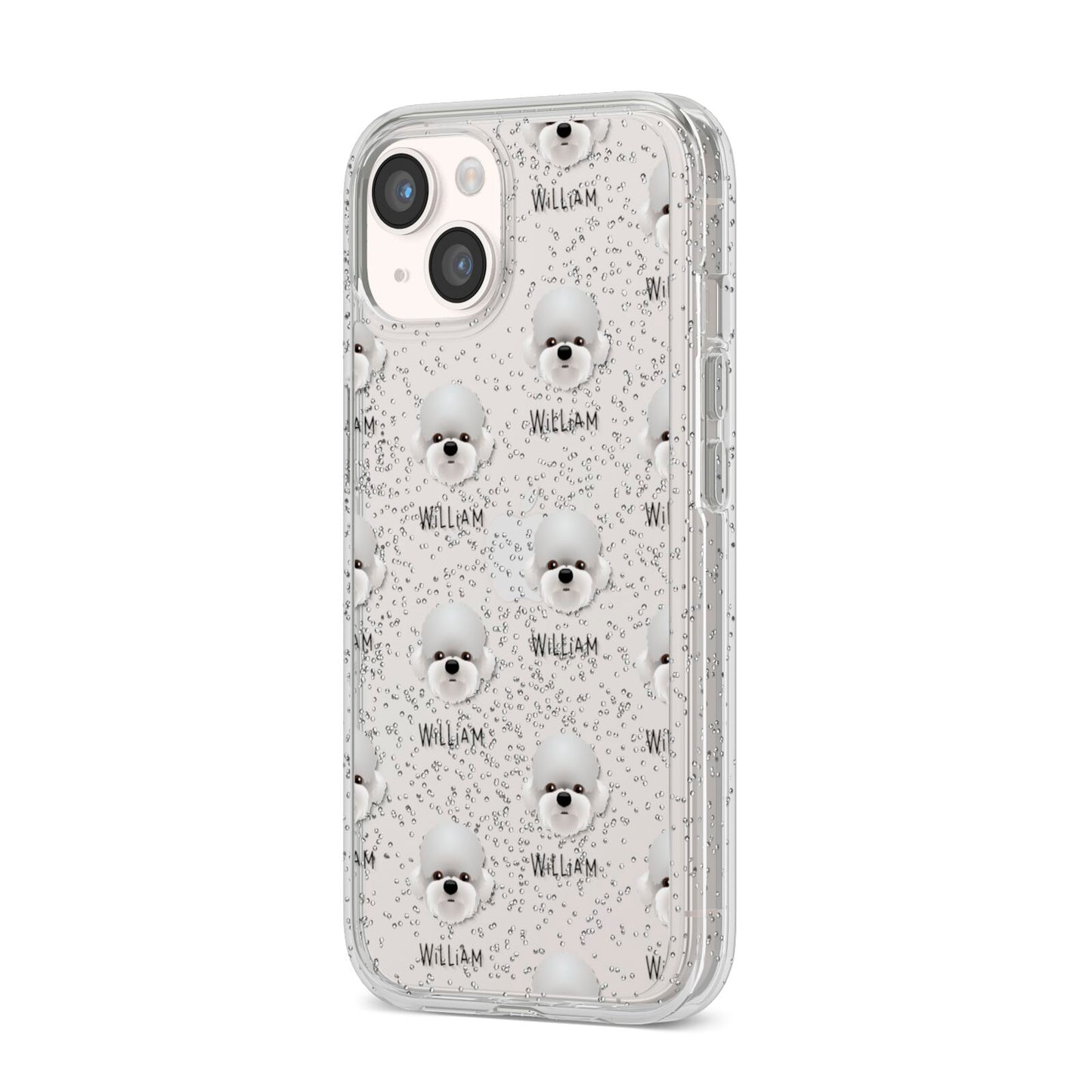 Dandie Dinmont Terrier Icon with Name iPhone 14 Glitter Tough Case Starlight Angled Image