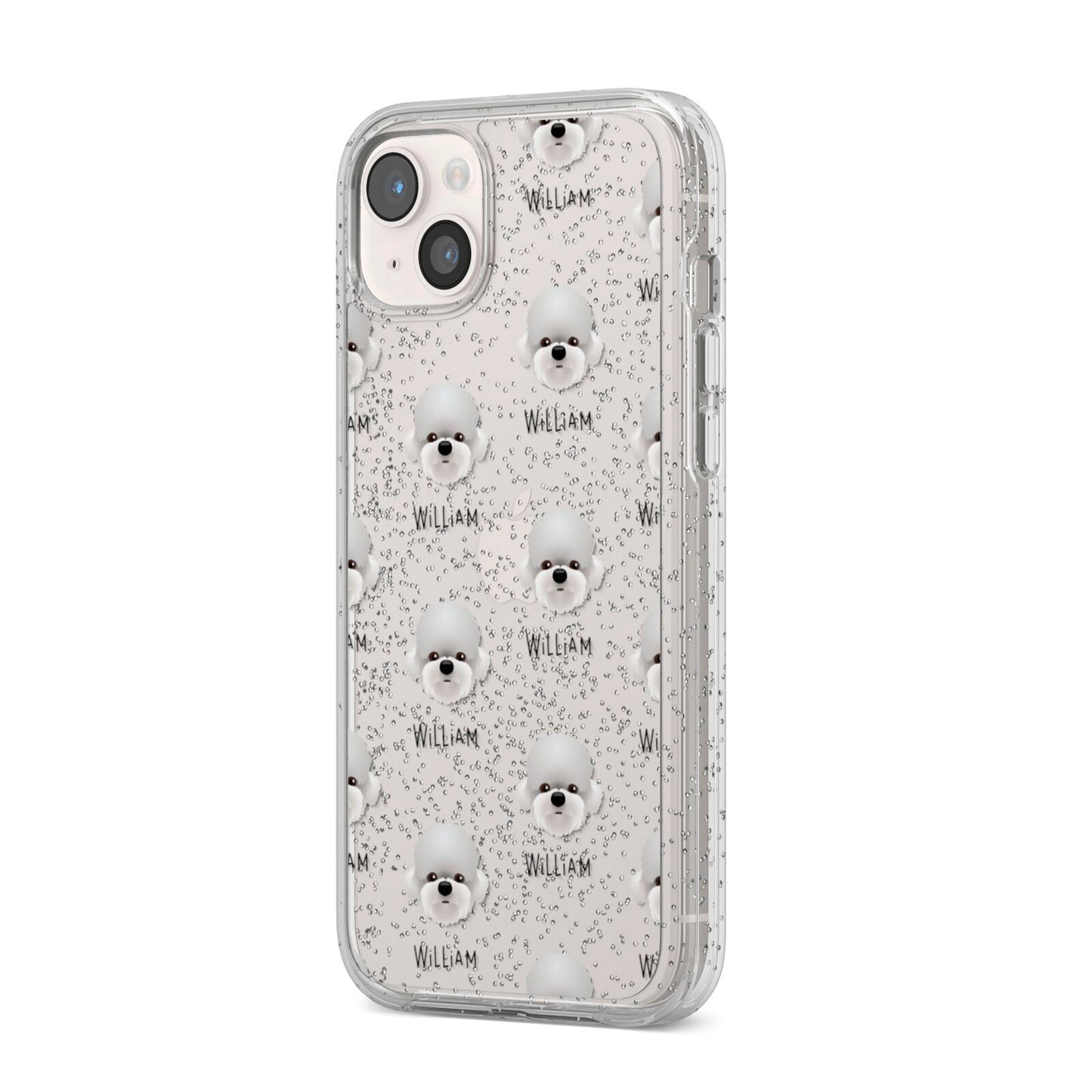 Dandie Dinmont Terrier Icon with Name iPhone 14 Plus Glitter Tough Case Starlight Angled Image