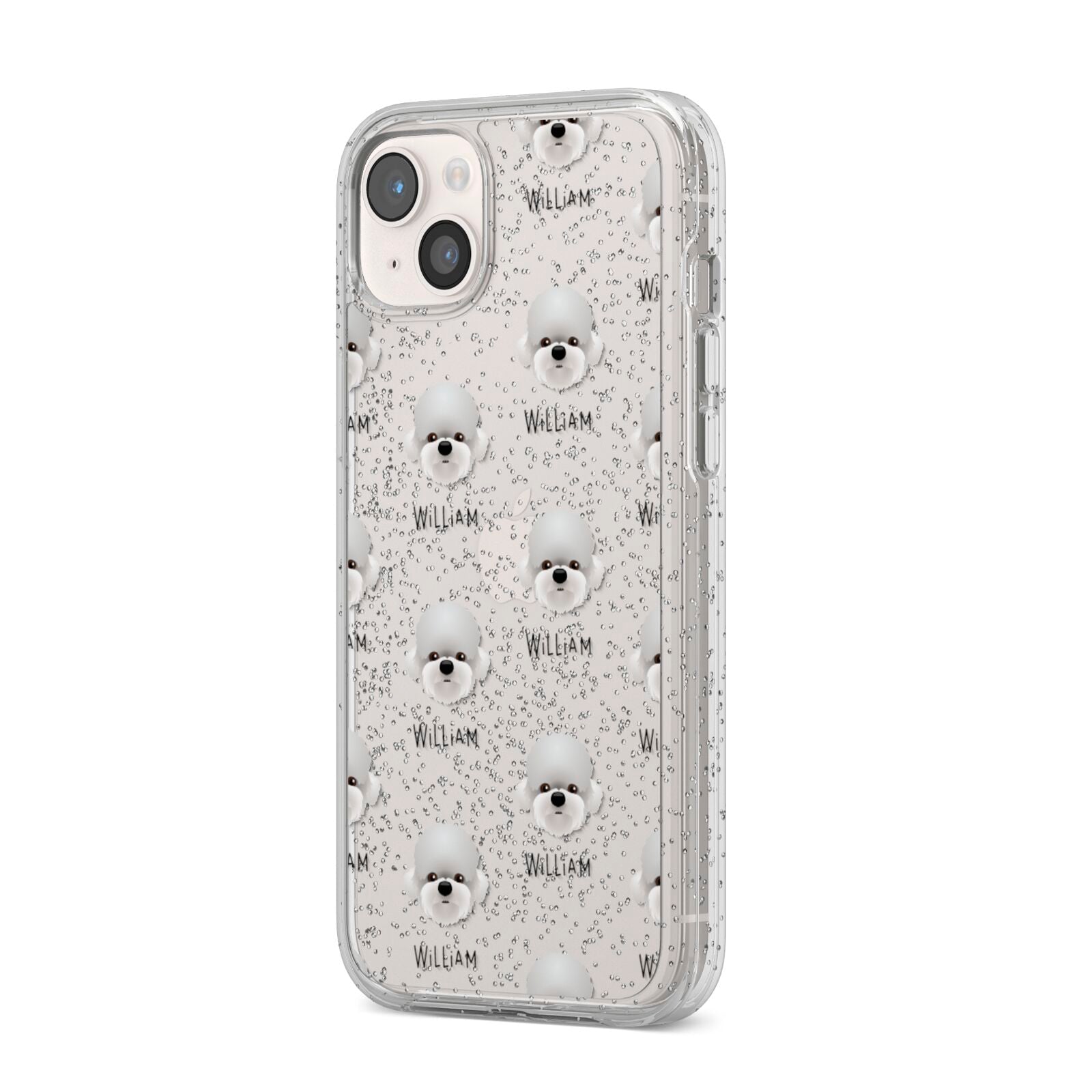 Dandie Dinmont Terrier Icon with Name iPhone 14 Plus Glitter Tough Case Starlight Angled Image