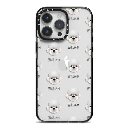 Dandie Dinmont Terrier Icon with Name iPhone 14 Pro Max Black Impact Case on Silver phone