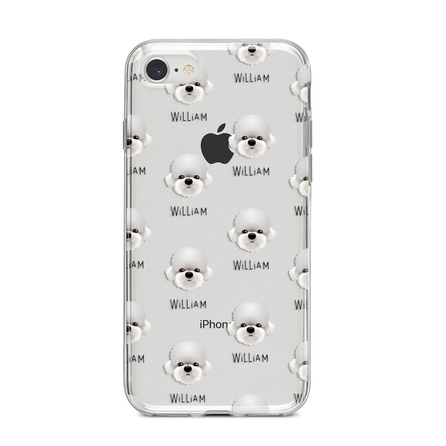 Dandie Dinmont Terrier Icon with Name iPhone 8 Bumper Case on Silver iPhone