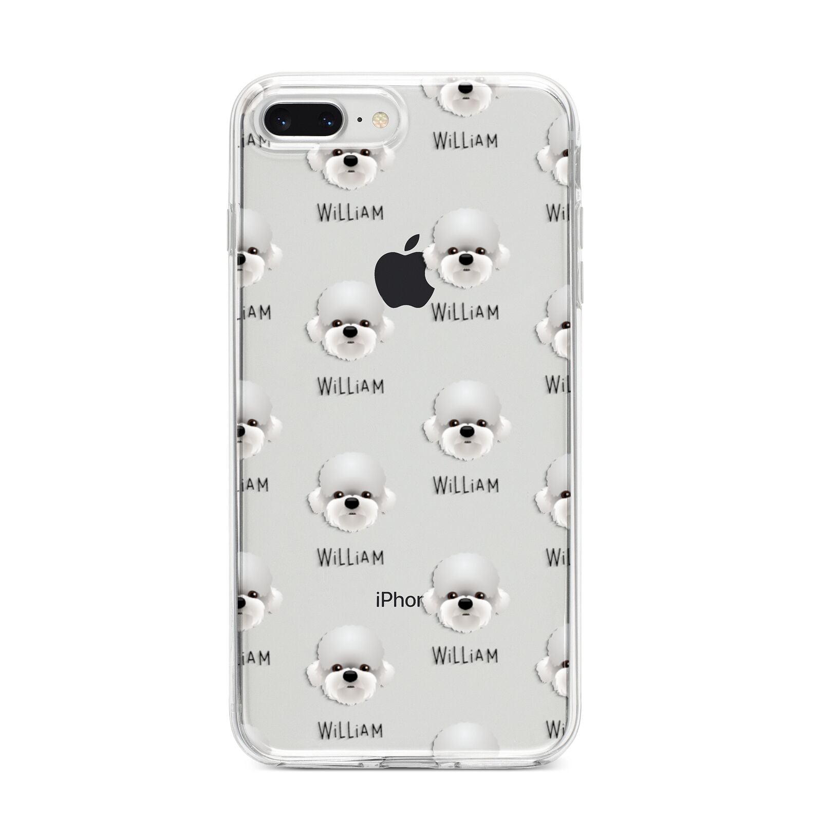 Dandie Dinmont Terrier Icon with Name iPhone 8 Plus Bumper Case on Silver iPhone