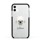 Dandie Dinmont Terrier Personalised Apple iPhone 11 in White with Black Impact Case