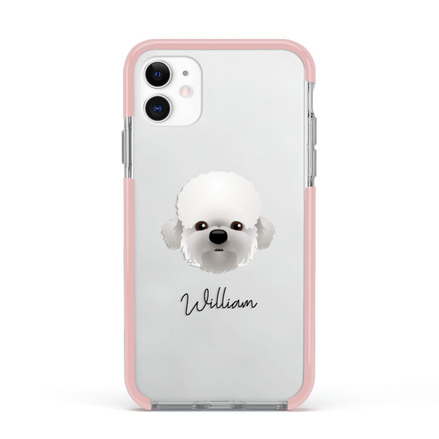 Dandie Dinmont Terrier Personalised Apple iPhone 11 in White with Pink Impact Case