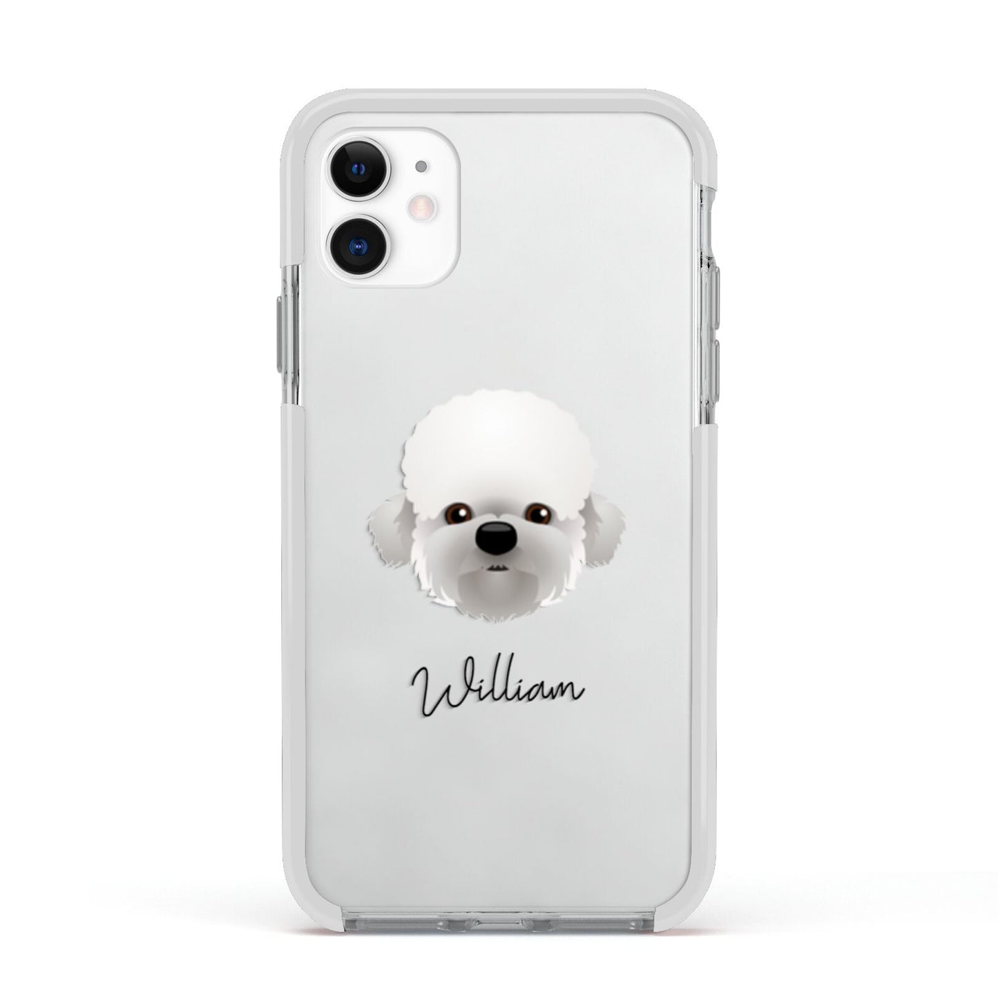 Dandie Dinmont Terrier Personalised Apple iPhone 11 in White with White Impact Case