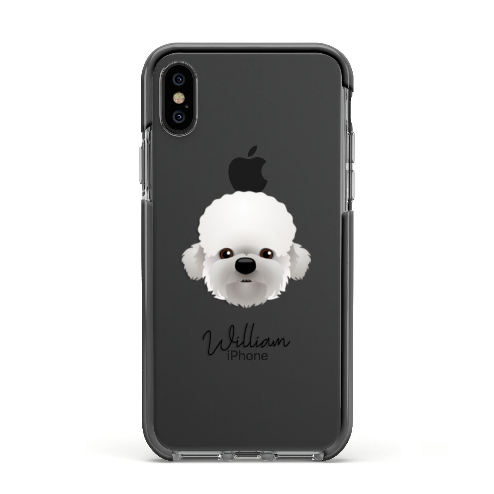 Dandie Dinmont Terrier Personalised Apple iPhone Xs Impact Case Black Edge on Black Phone