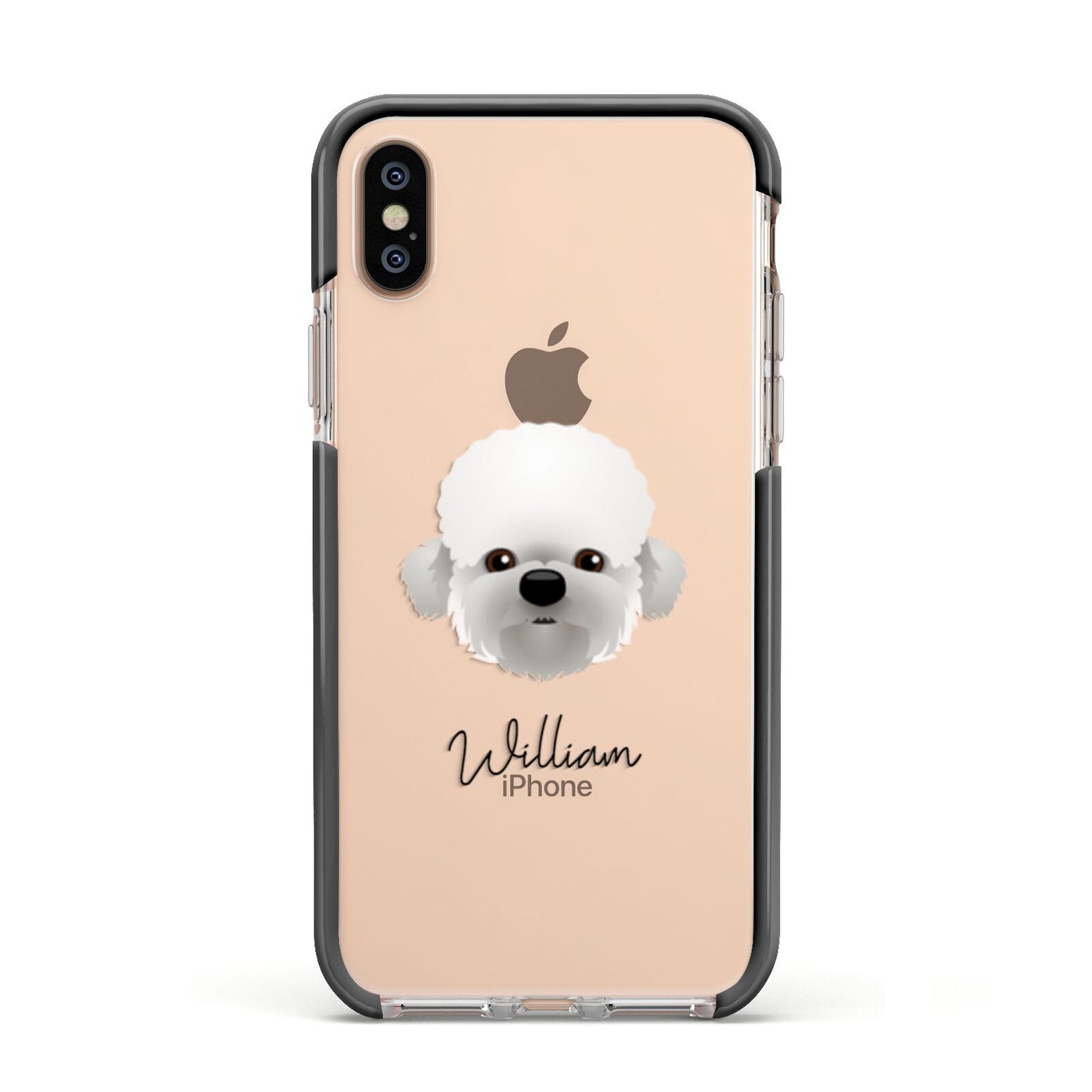 Dandie Dinmont Terrier Personalised Apple iPhone Xs Impact Case Black Edge on Gold Phone