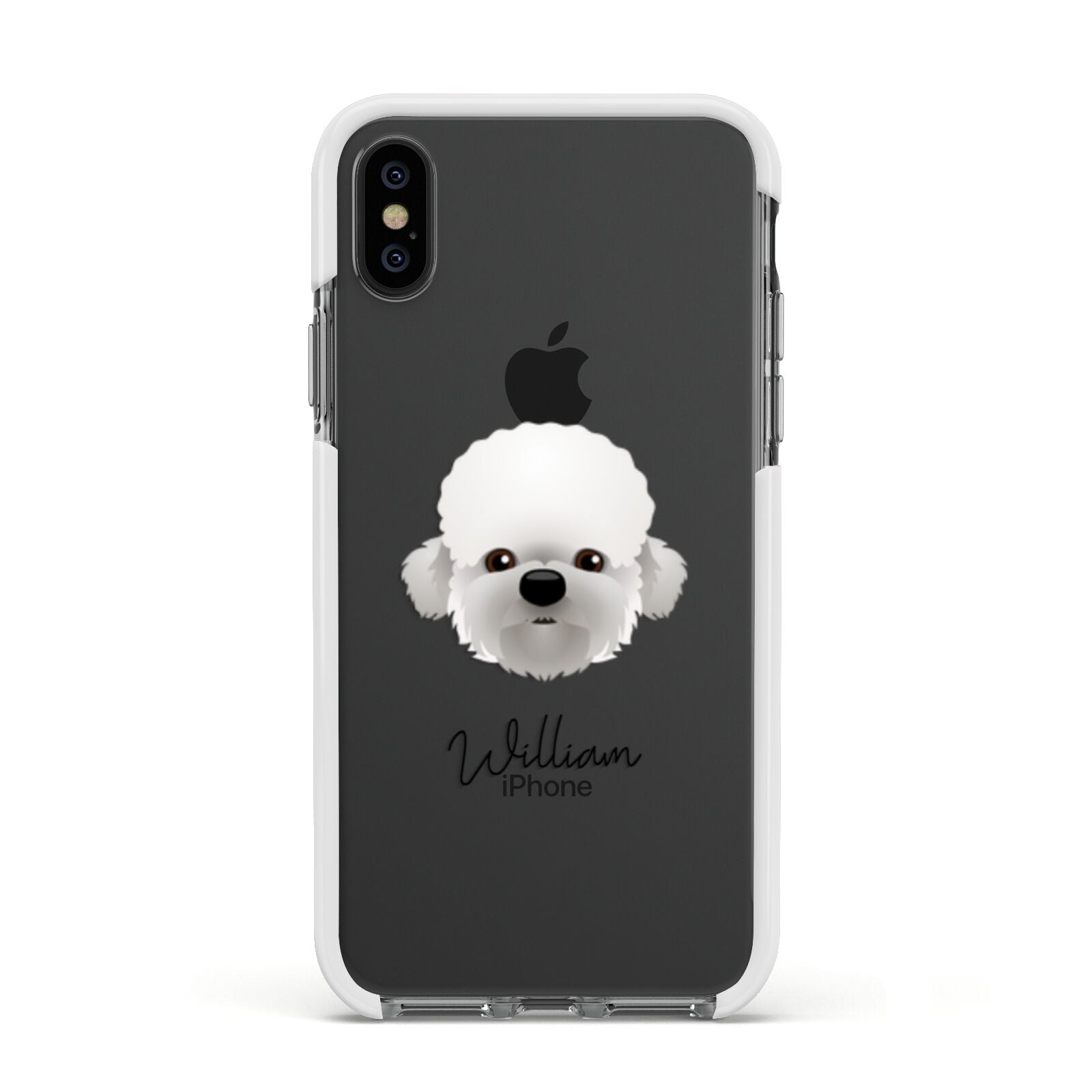 Dandie Dinmont Terrier Personalised Apple iPhone Xs Impact Case White Edge on Black Phone
