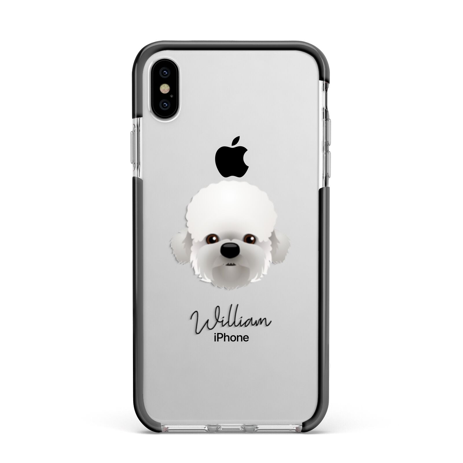 Dandie Dinmont Terrier Personalised Apple iPhone Xs Max Impact Case Black Edge on Silver Phone