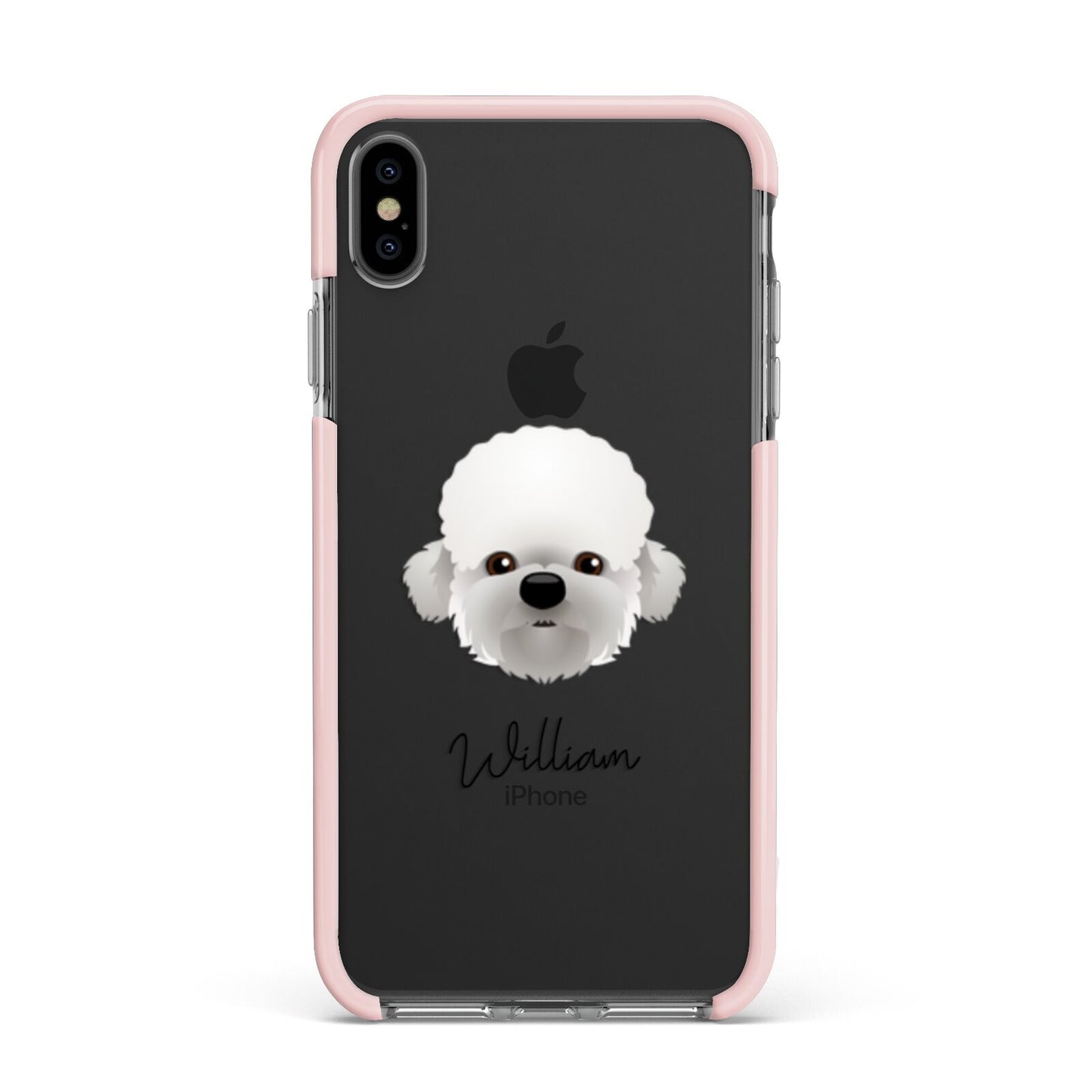 Dandie Dinmont Terrier Personalised Apple iPhone Xs Max Impact Case Pink Edge on Black Phone