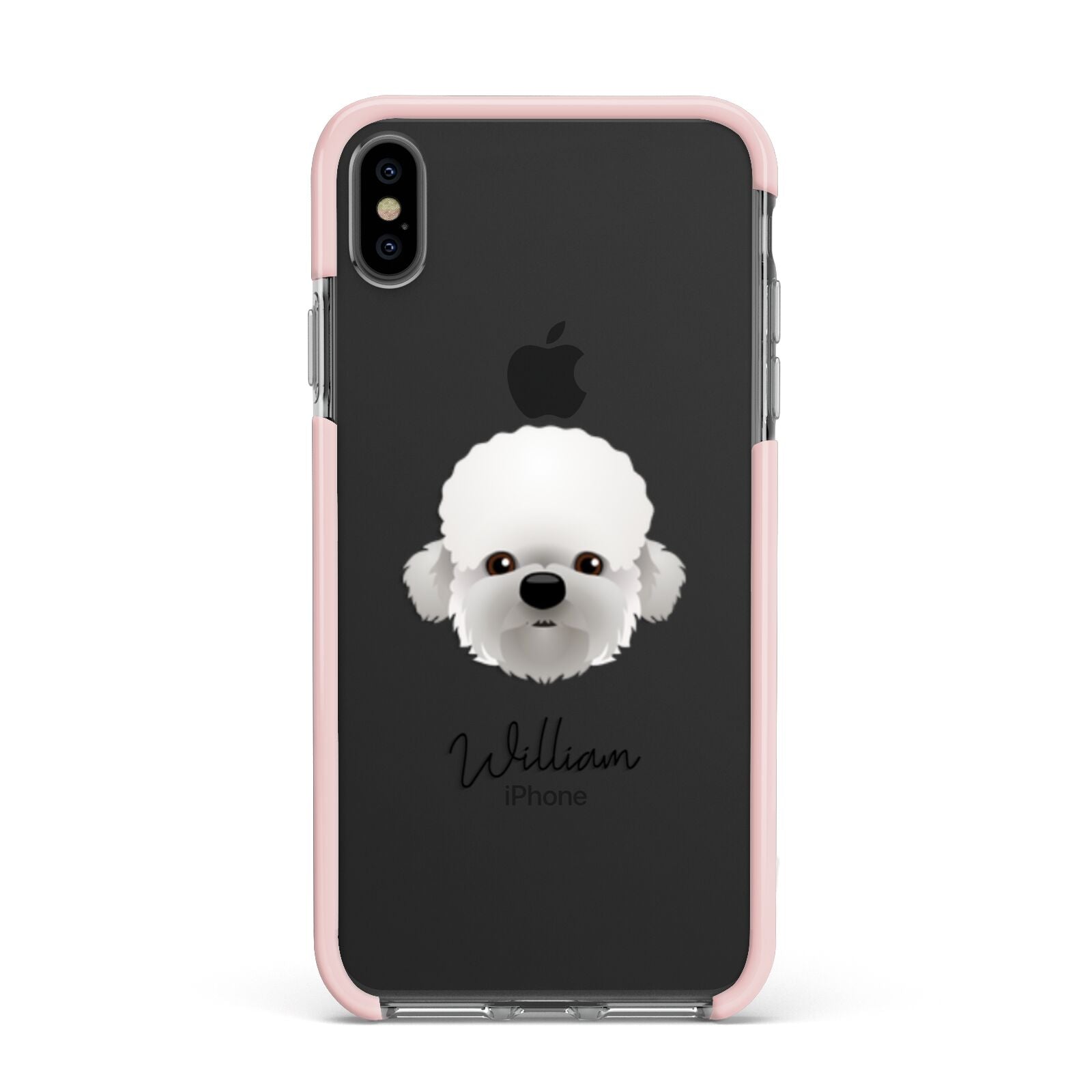 Dandie Dinmont Terrier Personalised Apple iPhone Xs Max Impact Case Pink Edge on Black Phone