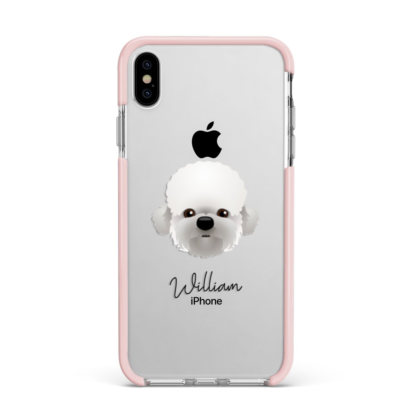 Dandie Dinmont Terrier Personalised Apple iPhone Xs Max Impact Case Pink Edge on Silver Phone